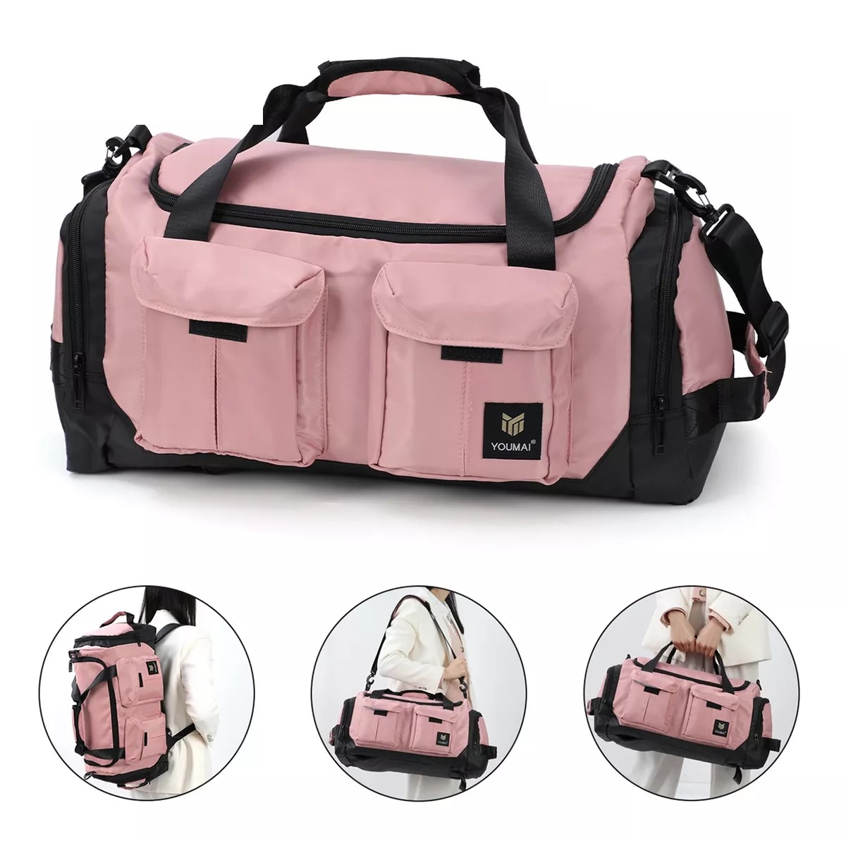 Maleta Deportiva Bolsa Gym Viaje Mochila Moda Fitness Bag Rosa