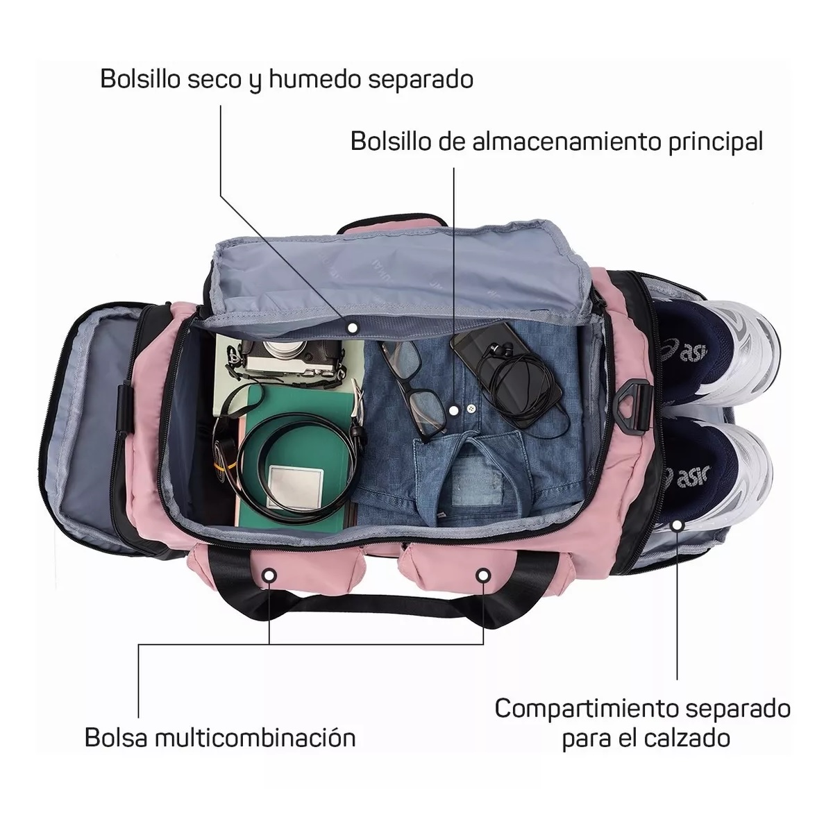 Maleta Deportiva Bolsa Gym Viaje Mochila Moda Fitness Bag Rosa