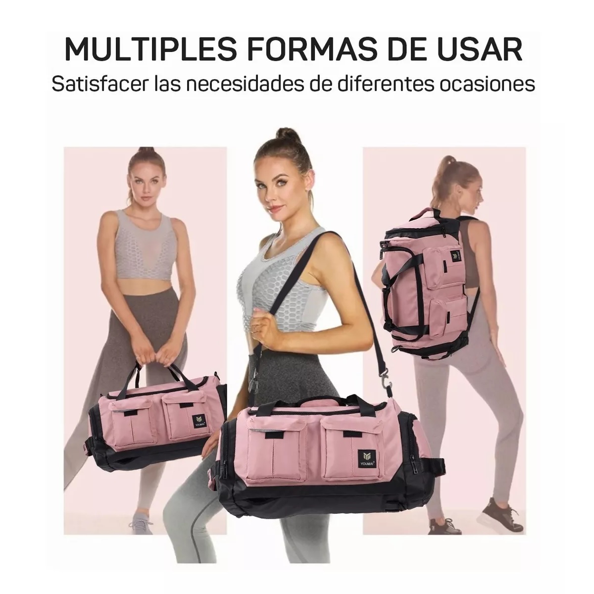 Maleta Deportiva Bolsa Gym Viaje Mochila Moda Fitness Bag Rosa