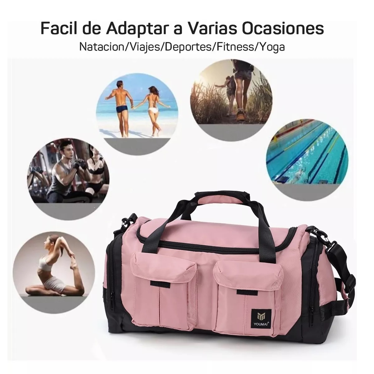 Maleta Deportiva Bolsa Gym Viaje Mochila Moda Fitness Bag Rosa