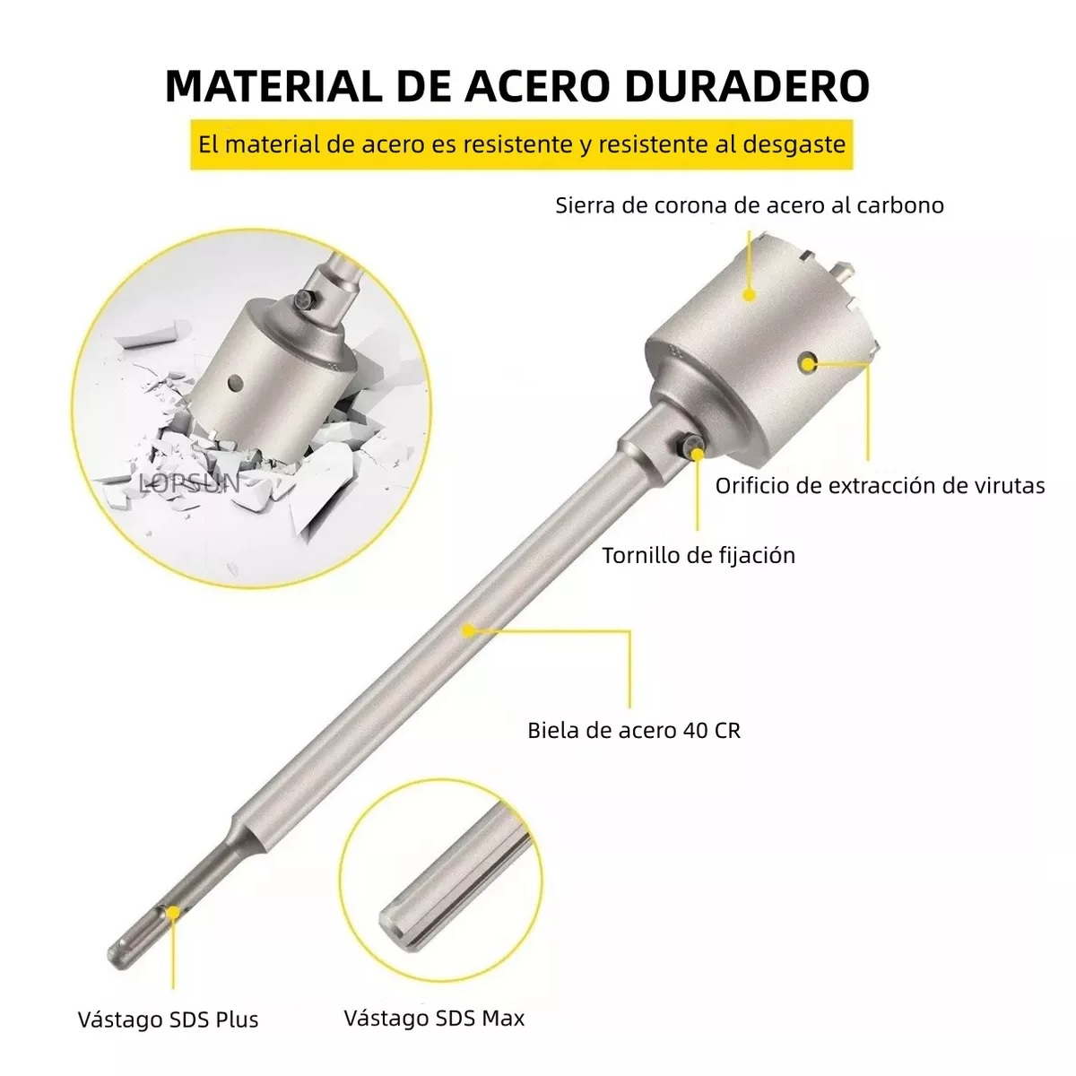 Kit 8 Brocas Sierras Copa Sds Plus 35-110mm De Concreto Pasamuro