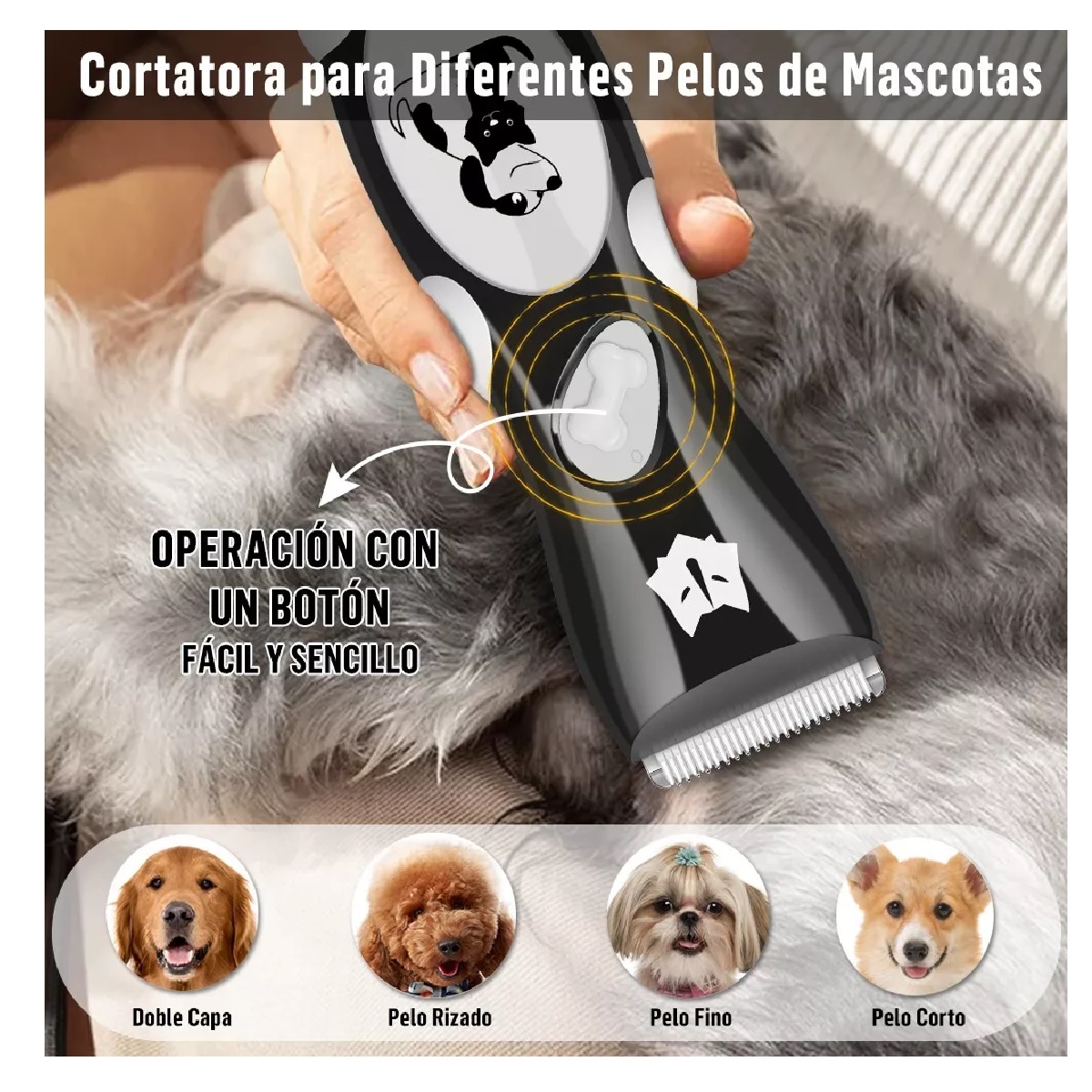 Rasuradora Para Perro Máquina Cortadora Gato Mascota Negro c/Blanco