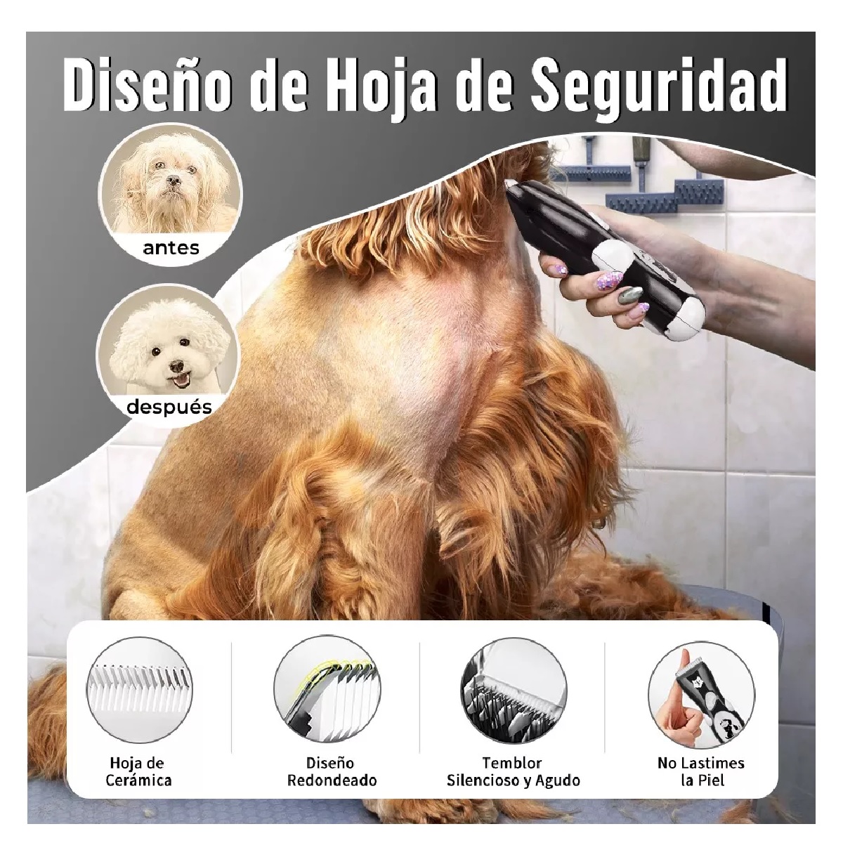 Rasuradora Para Perro Máquina Cortadora Gato Mascota Negro c/Blanco
