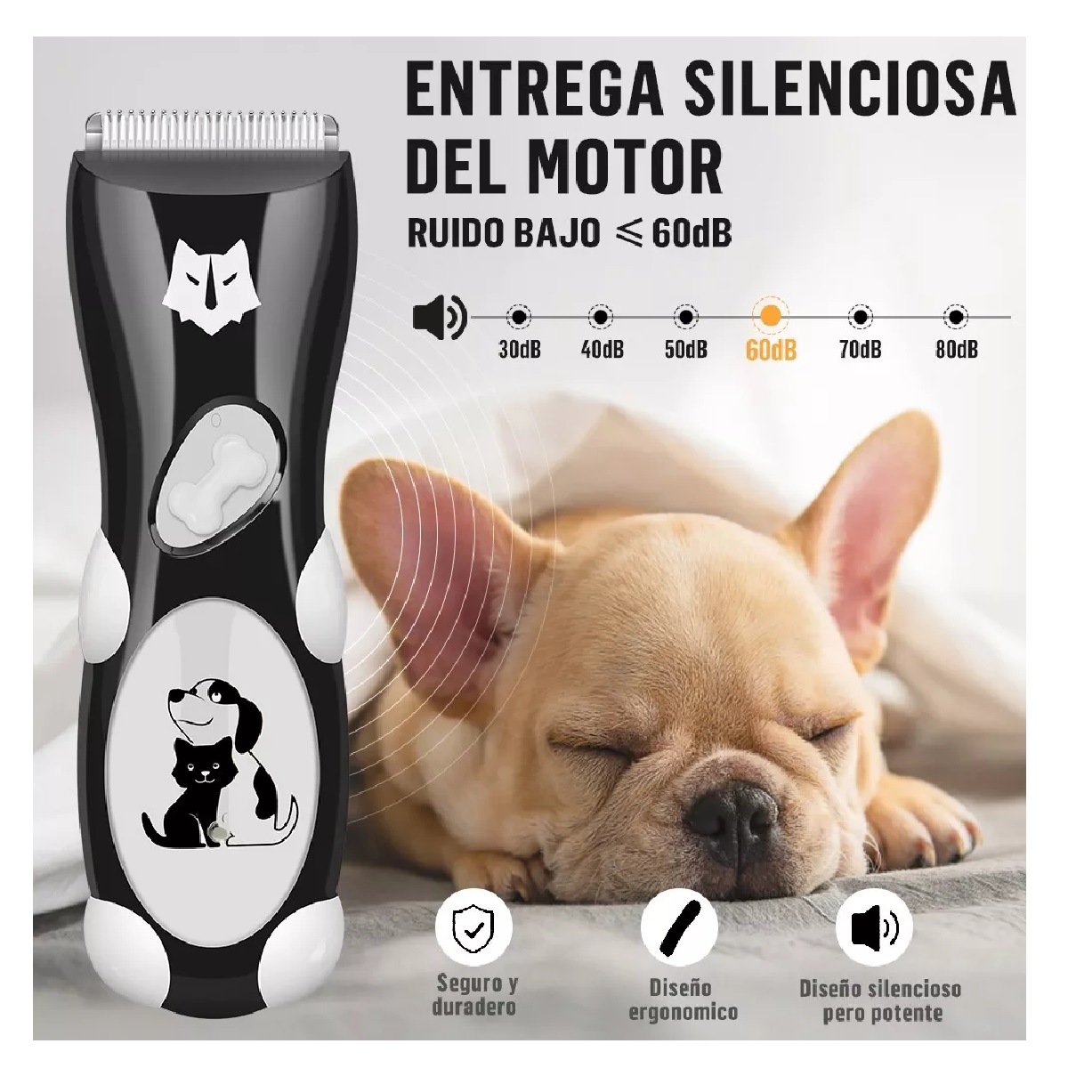 Rasuradora Para Perro Máquina Cortadora Gato Mascota Negro c/Blanco