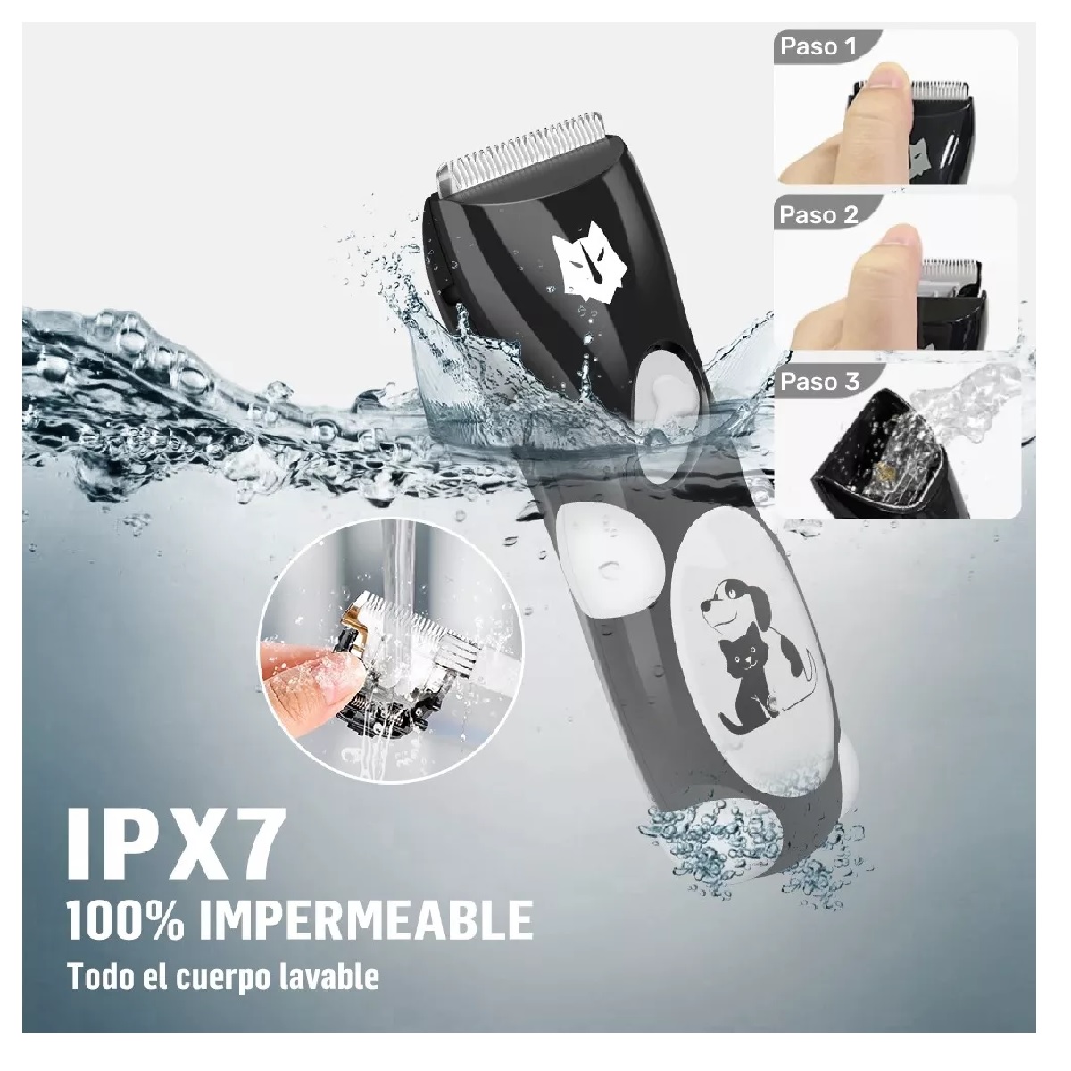 Rasuradora Para Perro Máquina Cortadora Gato Mascota Negro c/Blanco