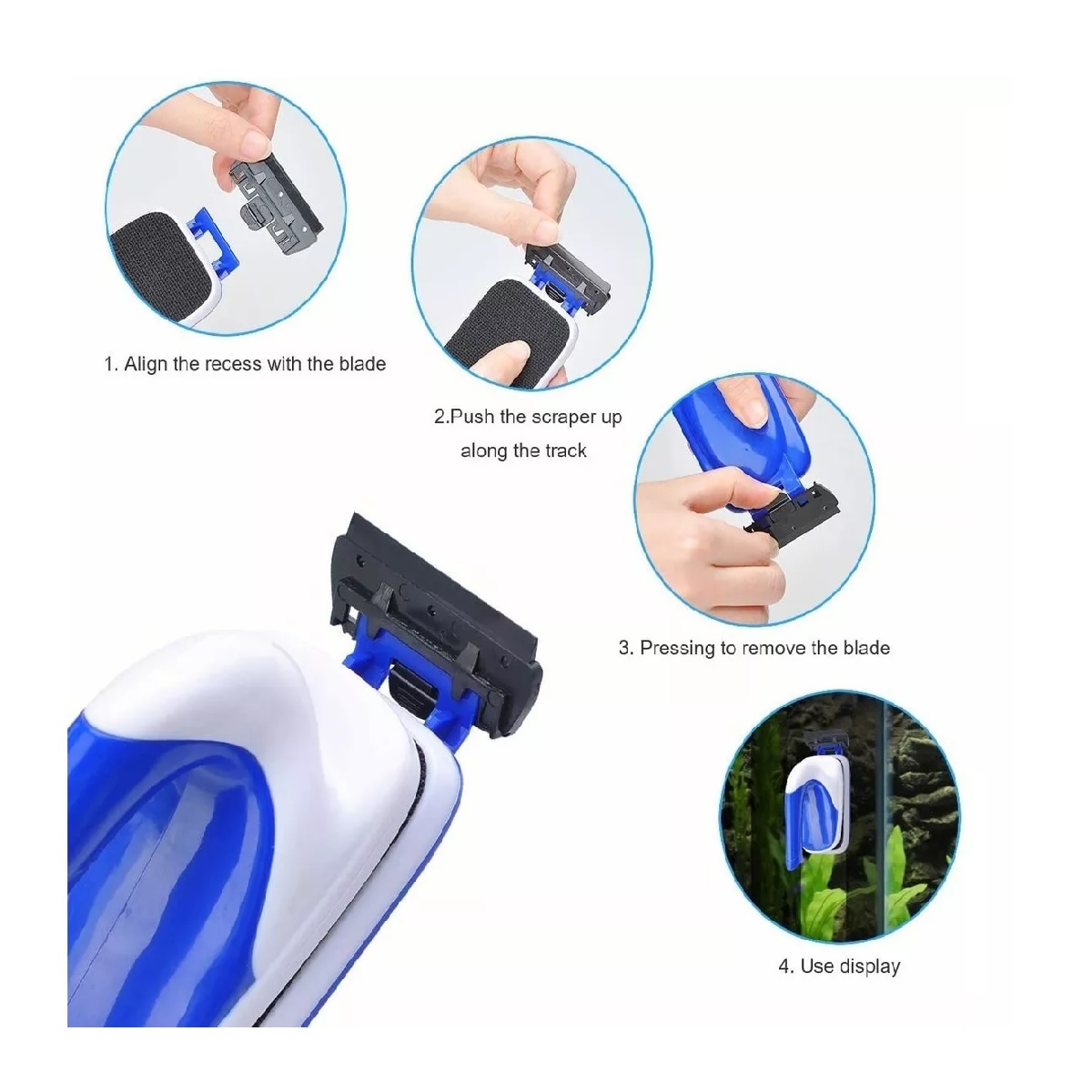 Limpiador Magnético Imán Acuario Pecera Cepillo Con Rascador