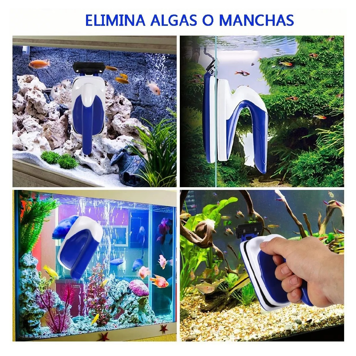 Limpiador Magnético Imán Acuario Pecera Cepillo Con Rascador