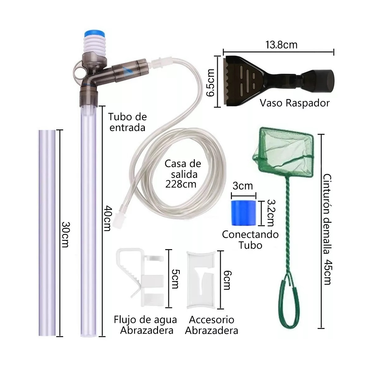  Kit De 9 En 1 Sifon Manual Para Acuarios Pecera Lava Grava