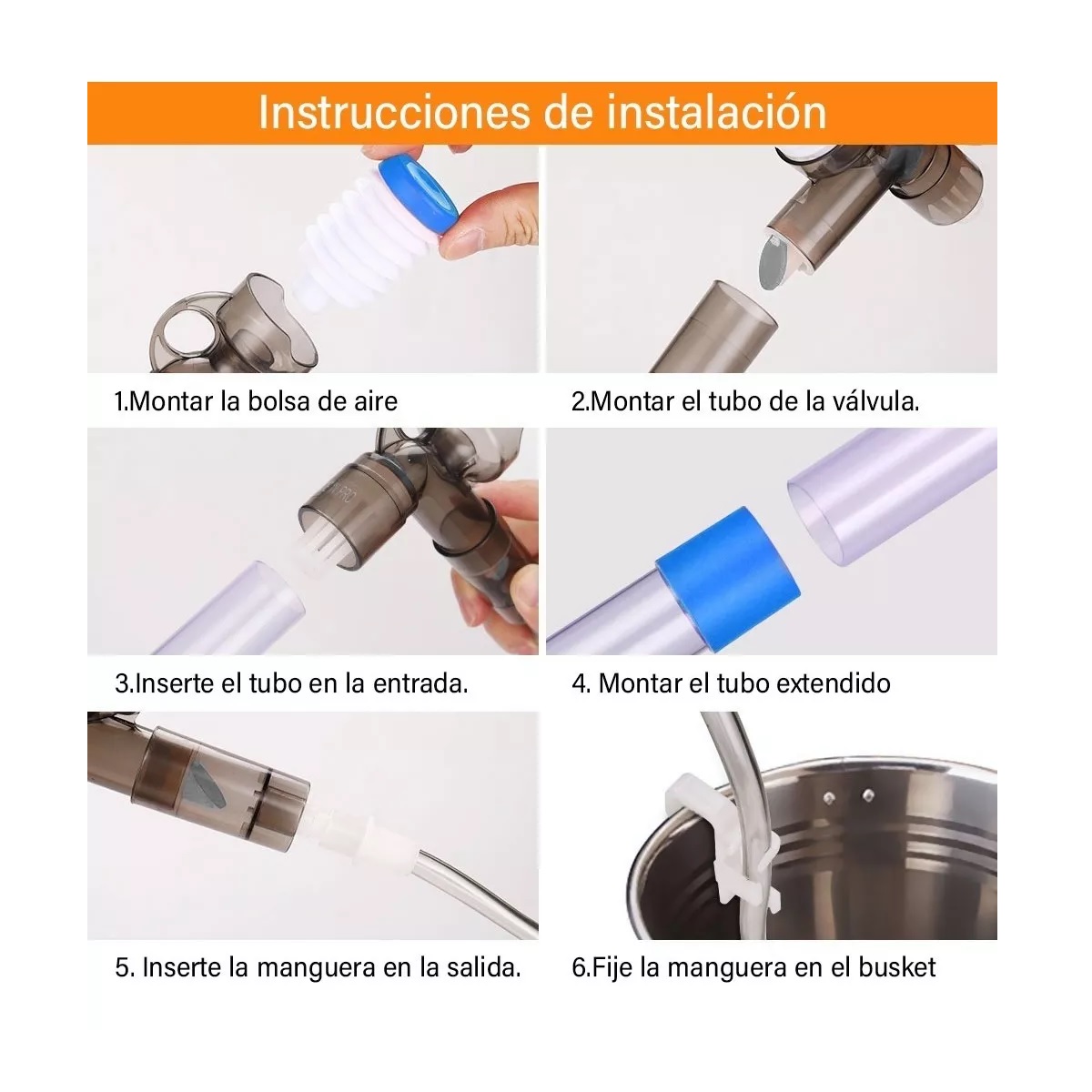  Kit De 9 En 1 Sifon Manual Para Acuarios Pecera Lava Grava