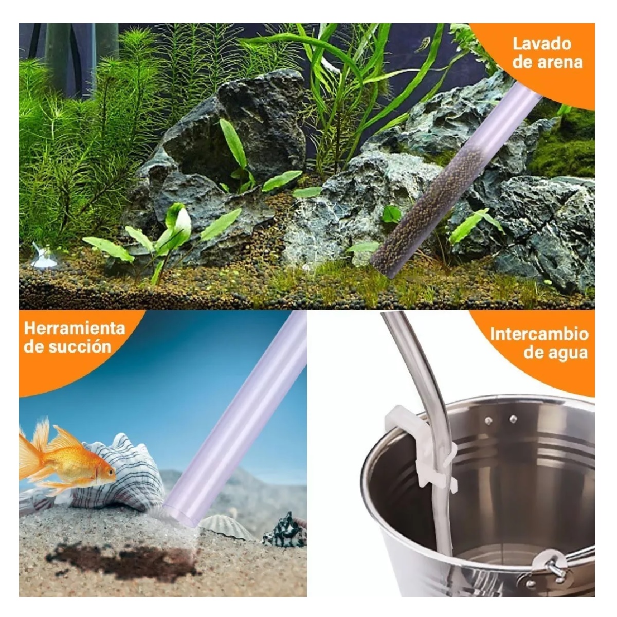 Kit De 9 En 1 Sifon Manual Para Acuarios Pecera Lava Grava