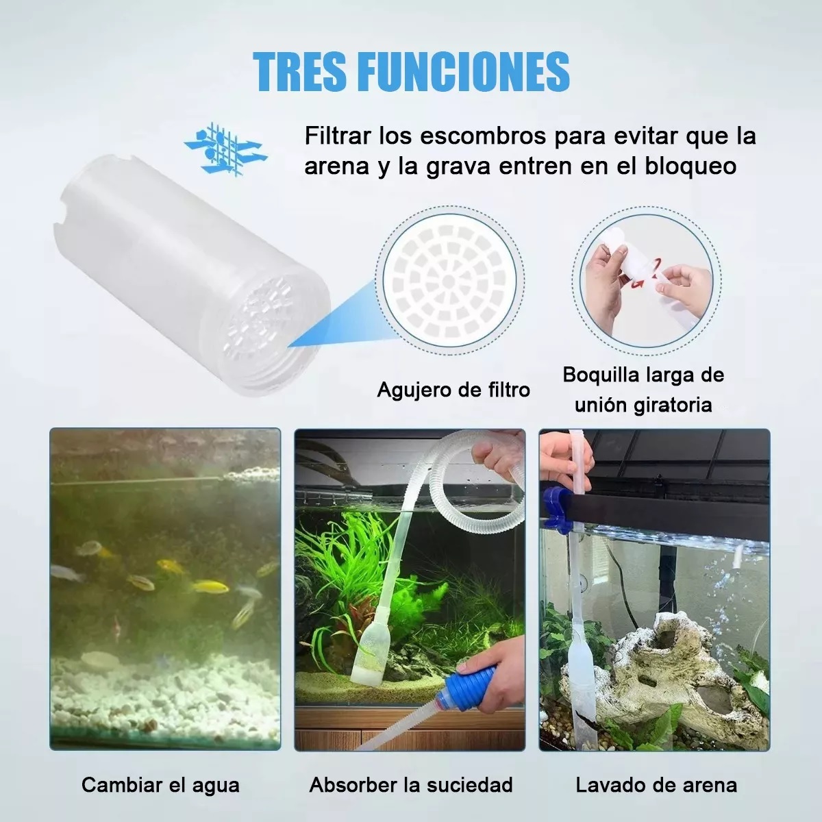 Kit De Limpieza Acuario Peceras Raspadores De Algas 5 En 1 
