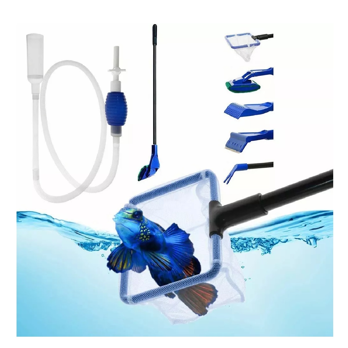 Kit De Limpieza Acuario Peceras Raspadores De Algas 5 En 1 