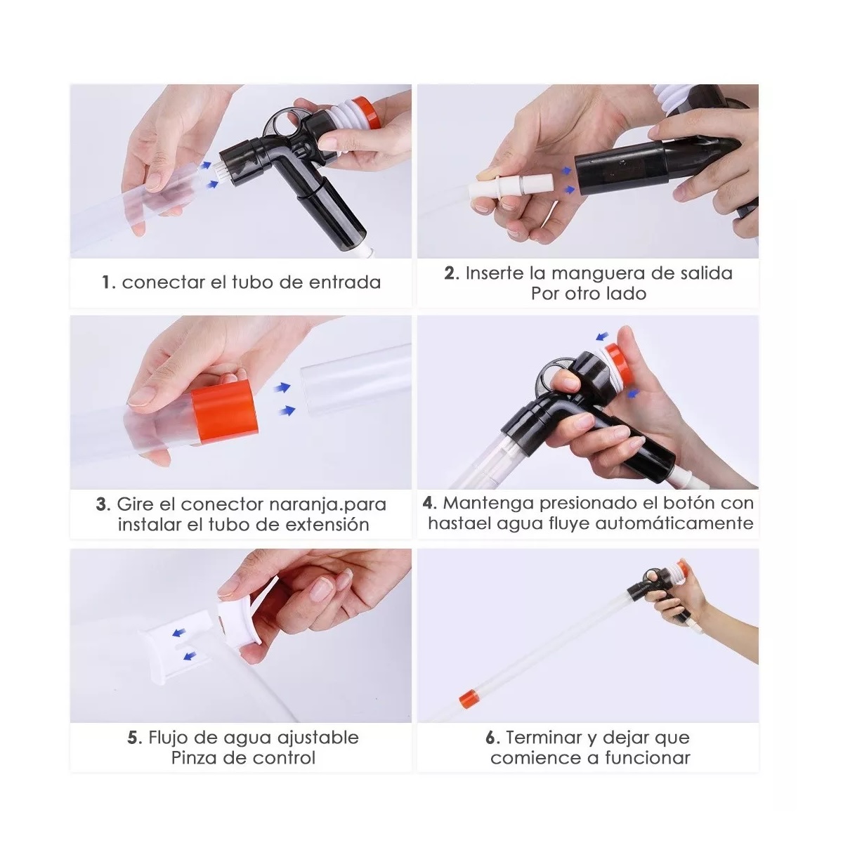 Kit De 9 En 1 Sifon Manual Para Acuarios Pecera Lava Grava 