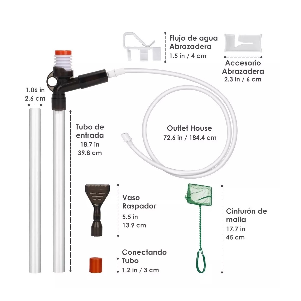Kit De 9 En 1 Sifon Manual Para Acuarios Pecera Lava Grava 