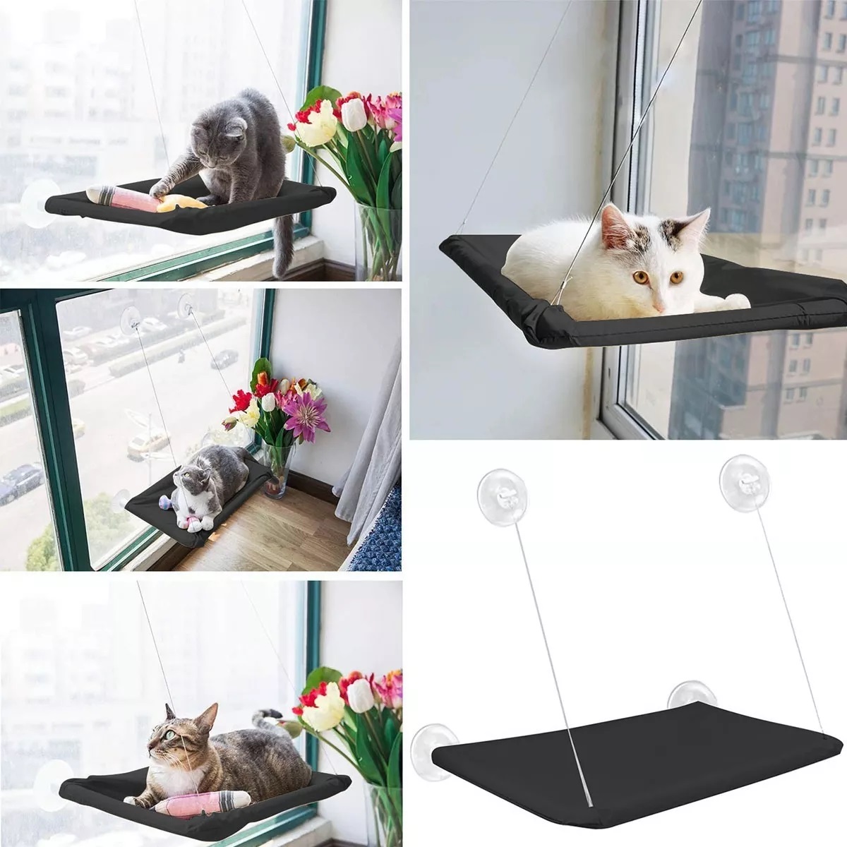 Hamaca Cama De Ventana Gato Y Perro Negro