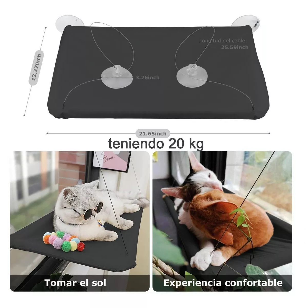 Hamaca Cama De Ventana Gato Y Perro Negro