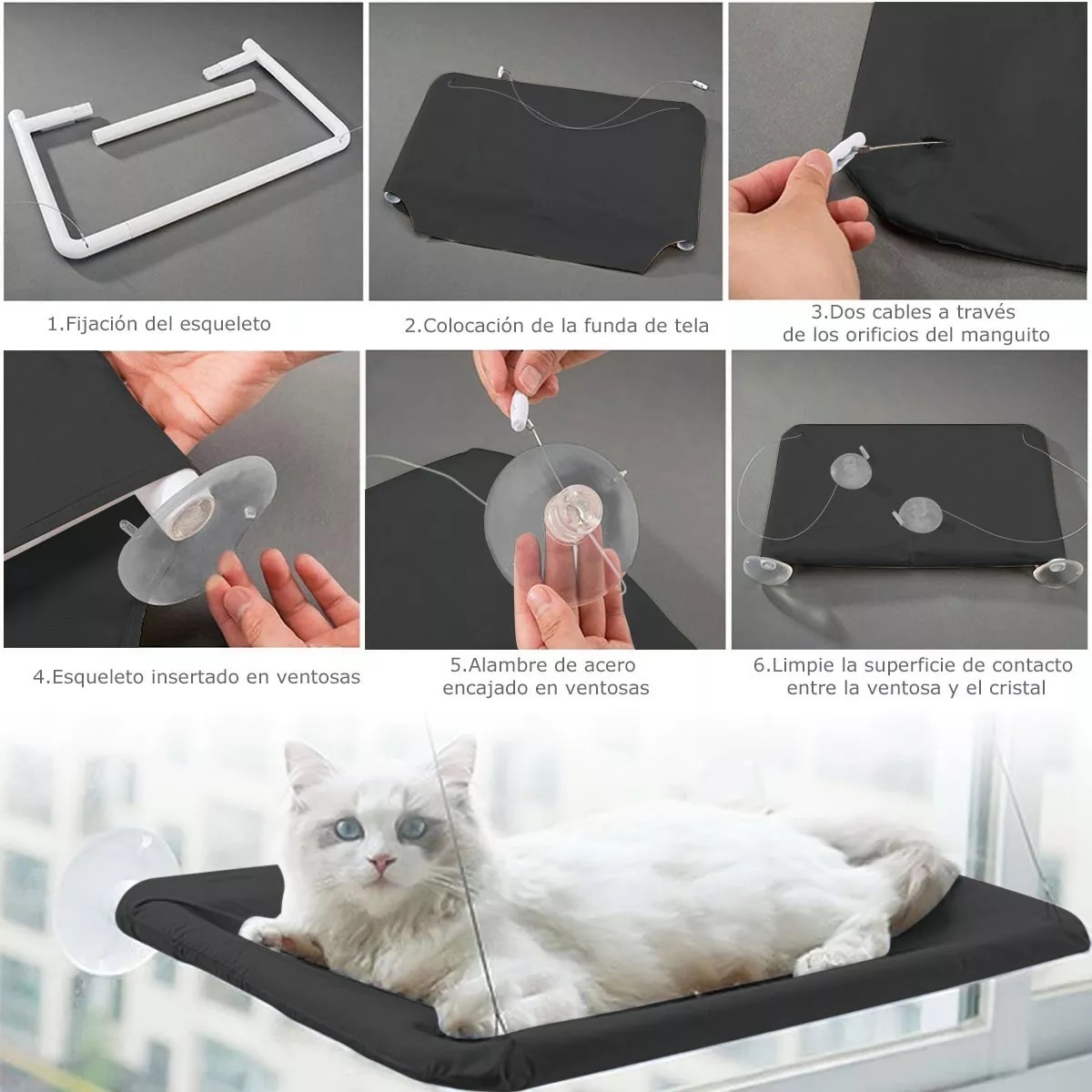 Hamaca Cama De Ventana Gato Y Perro Negro