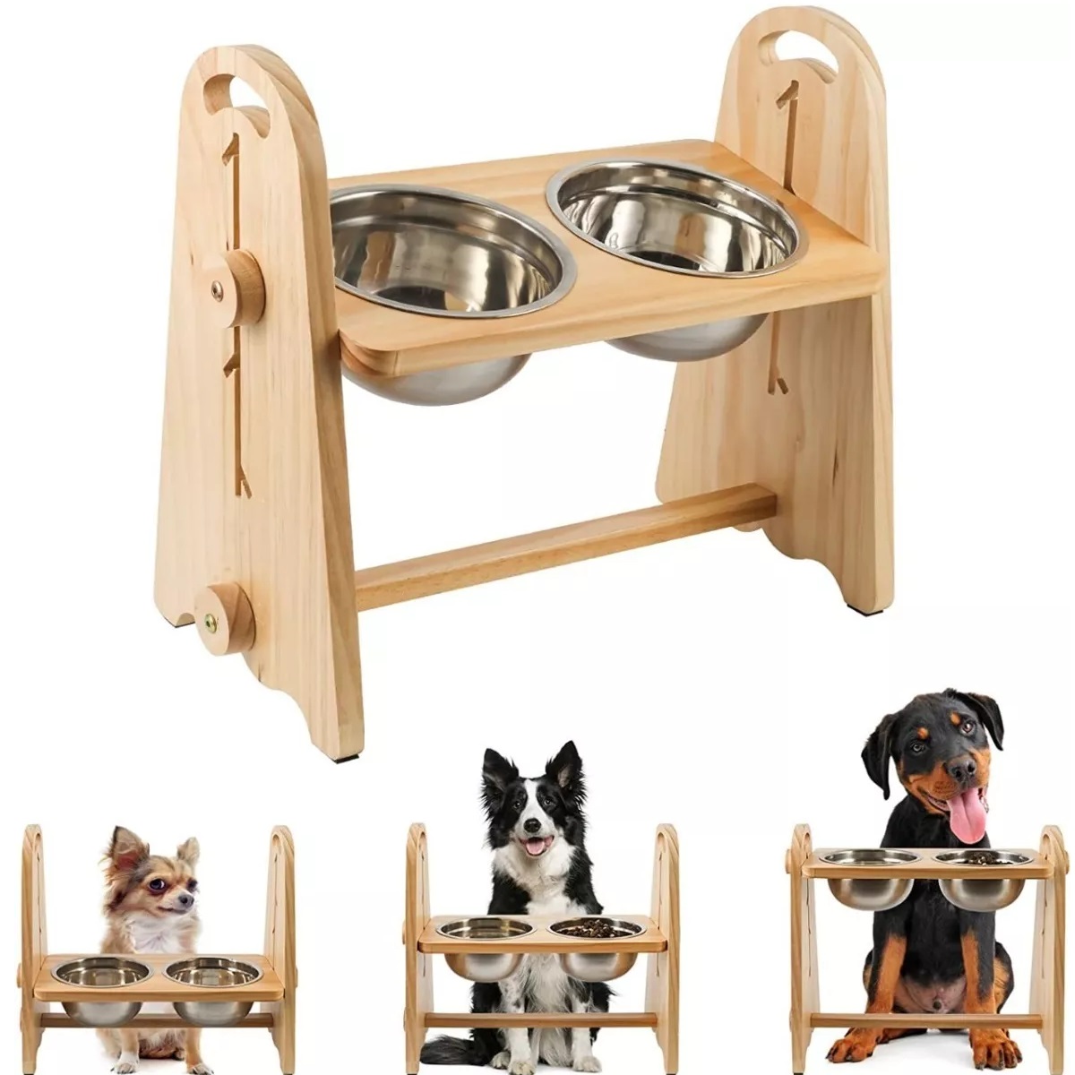 Plato Doble Para Mascota Con Altura Variable Antiderrapante