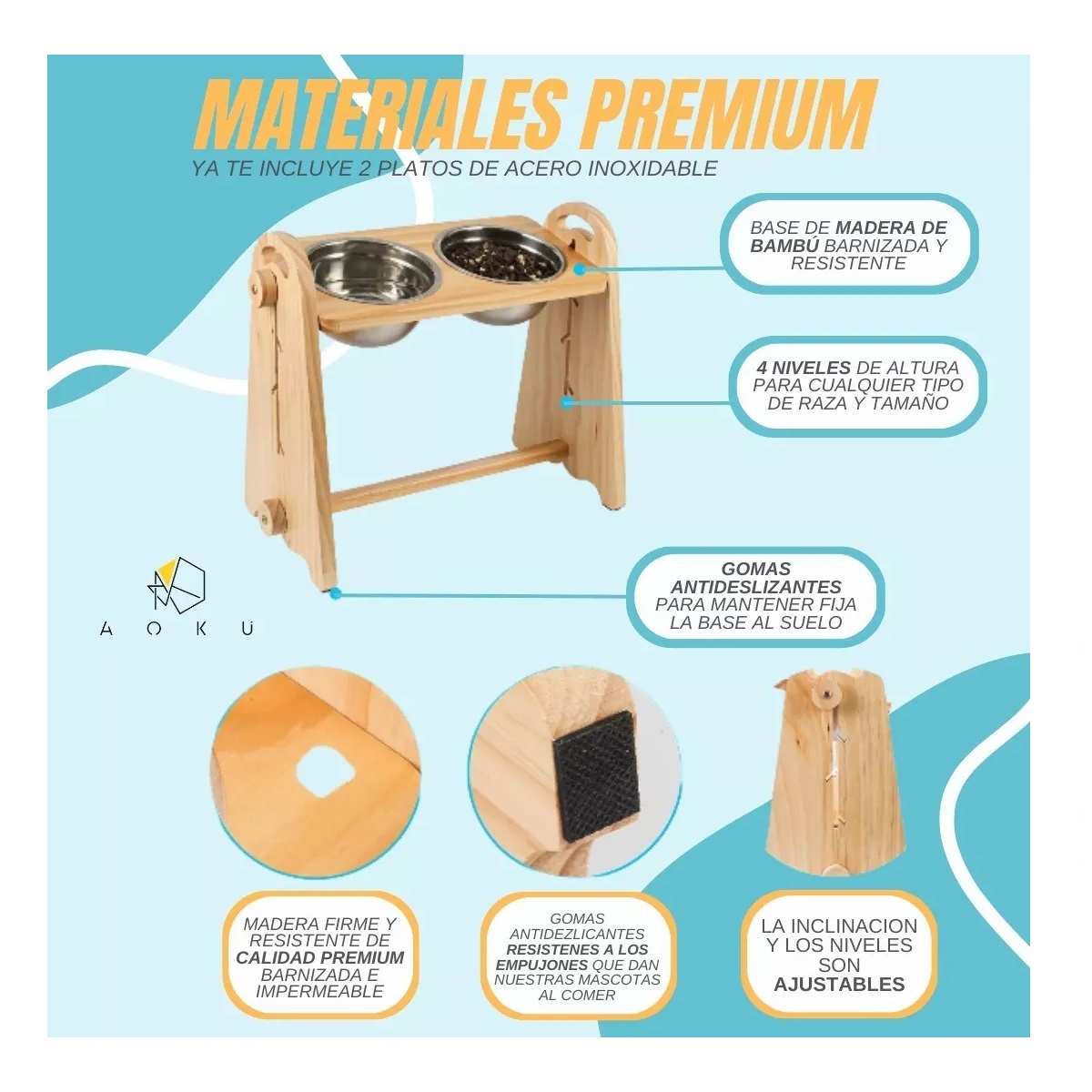 Plato Doble Para Mascota Con Altura Variable Antiderrapante