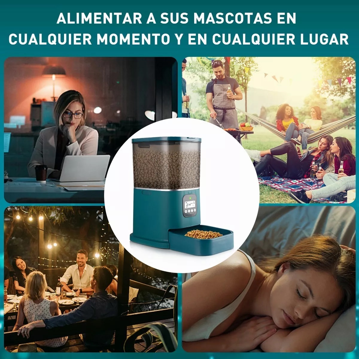 Comedero Automático Perros Y Gatos Dispensador De Comida, 5l