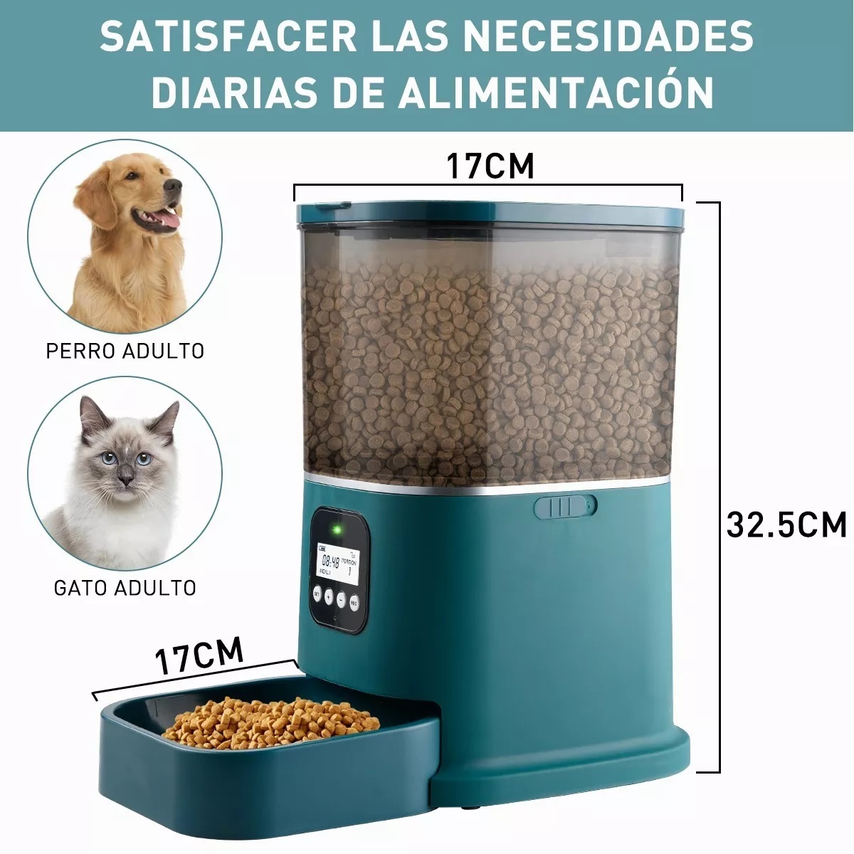 Comedero Automático Perros Y Gatos Dispensador De Comida, 5l