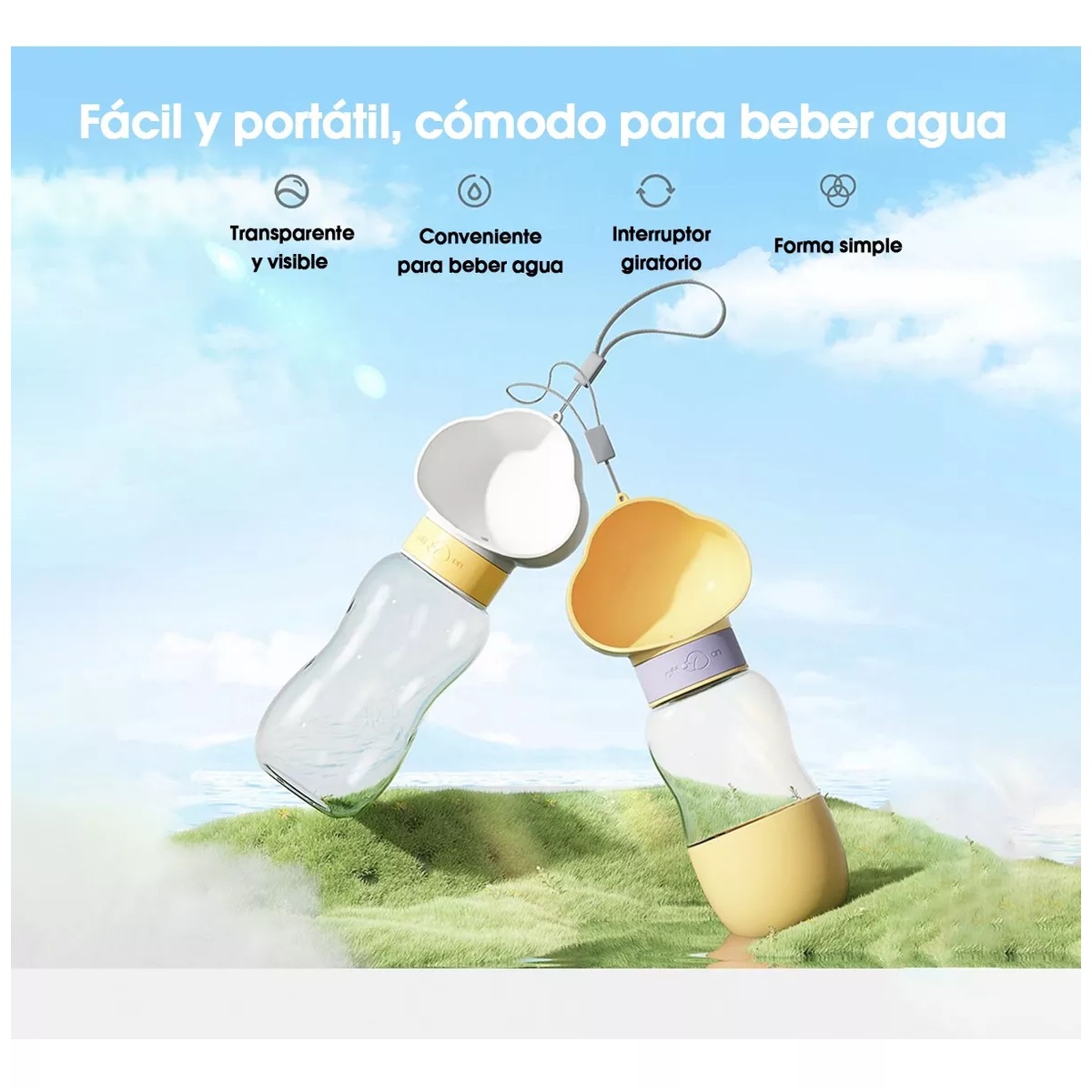 Bebedero Portátil Para Perro Gato Extriores Botella De Agua Blanco