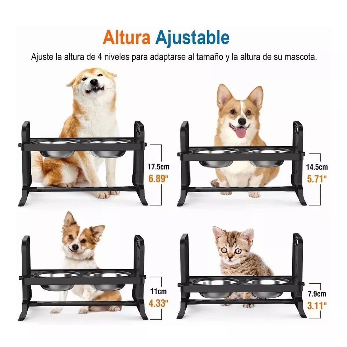 Comedero Elevado Para Perro Gatos Mascotas, Plato Plegable Lechoso