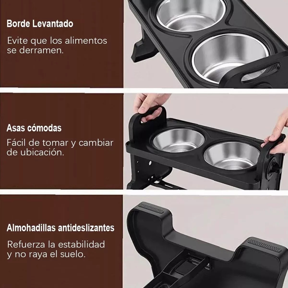 Comedero Elevado Para Perro Gatos Mascotas, Plato Plegable Lechoso