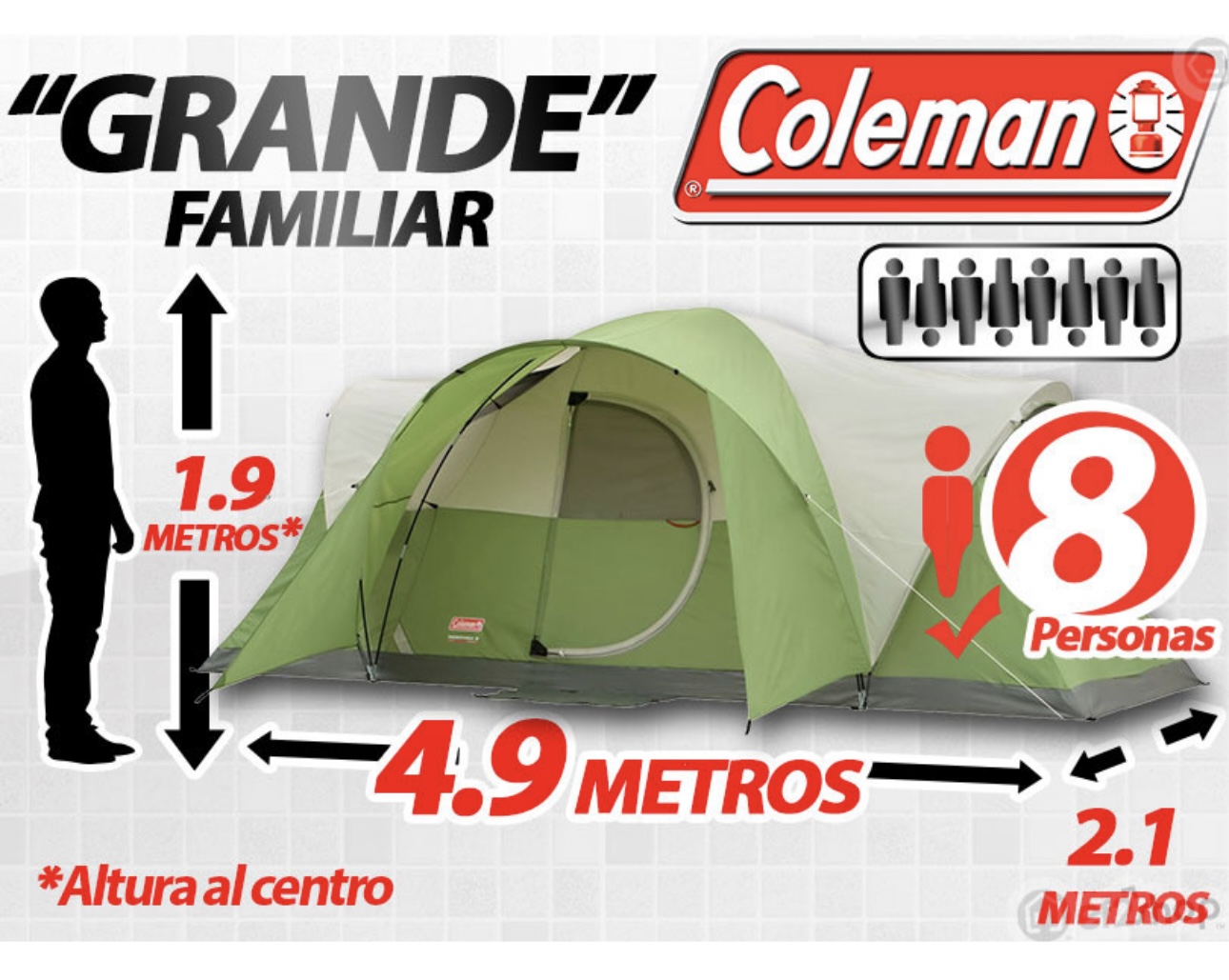 casa De Campaña Grande Para 8 Personas Coleman 