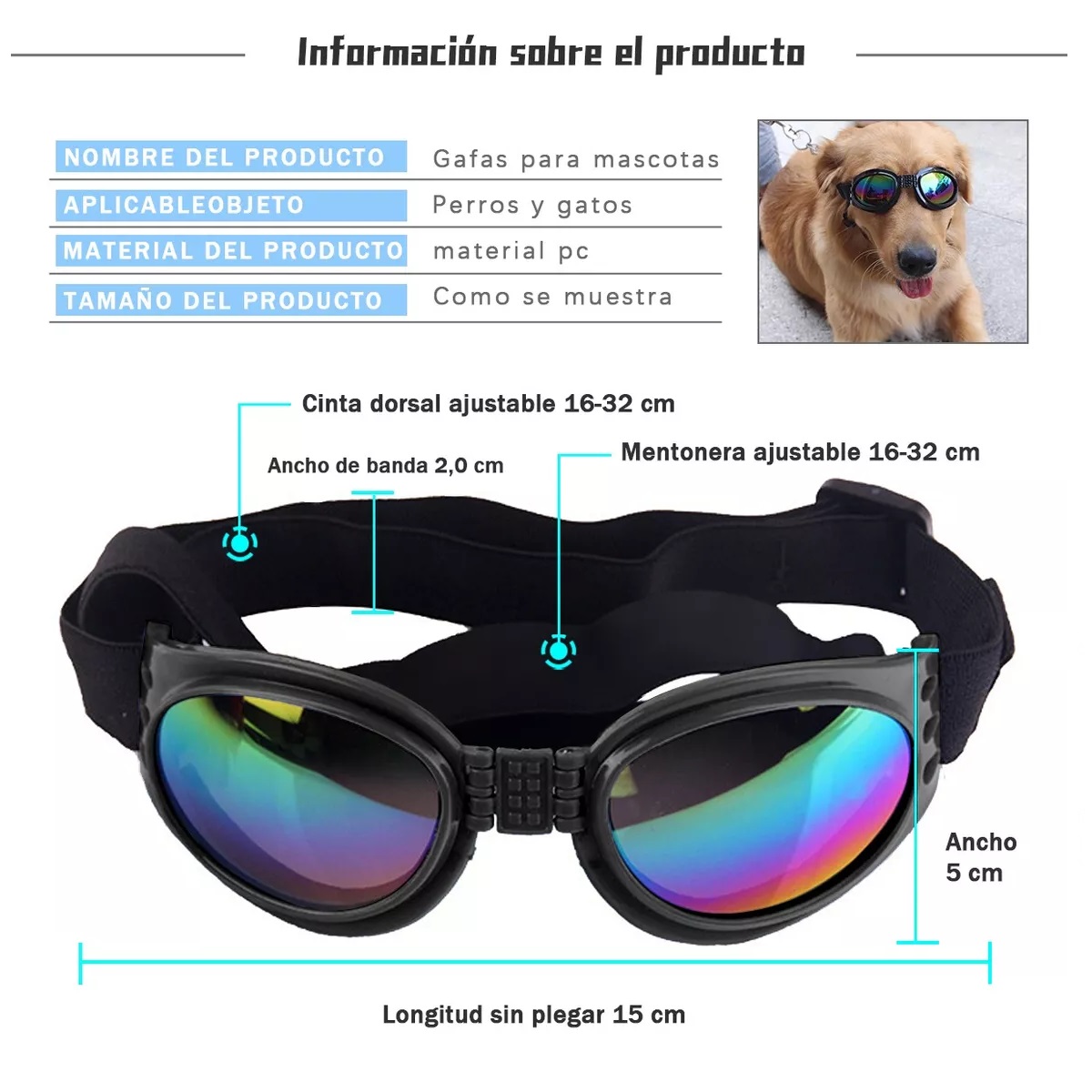 Lentes Goggles De Gafas De Sol Para Perros Protección Uv
