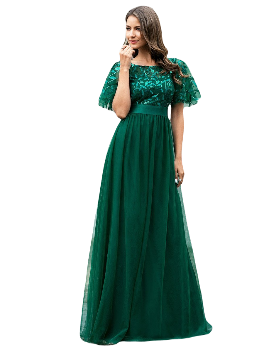  XZJJZ Vestido largo verde de lentejuelas de gran tamaño para  mujer, manga corta, cuello redondo, vestidos elegantes para fiesta de  noche, primavera y verano (color verde, talla: 3XL) : Ropa, Zapatos