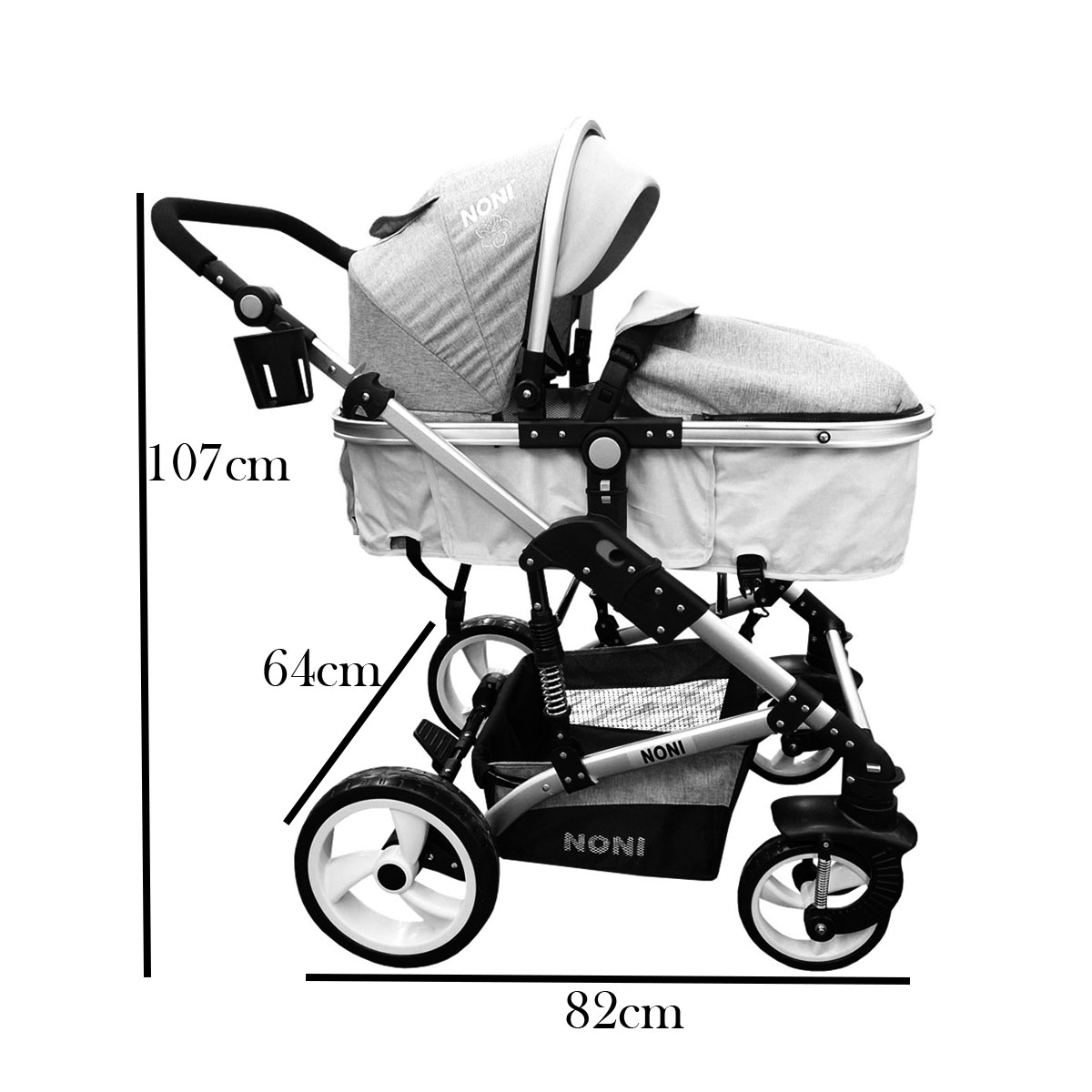 Carriola Para Bebe Angelin Noni Lujo Travel System 999-D Gris.