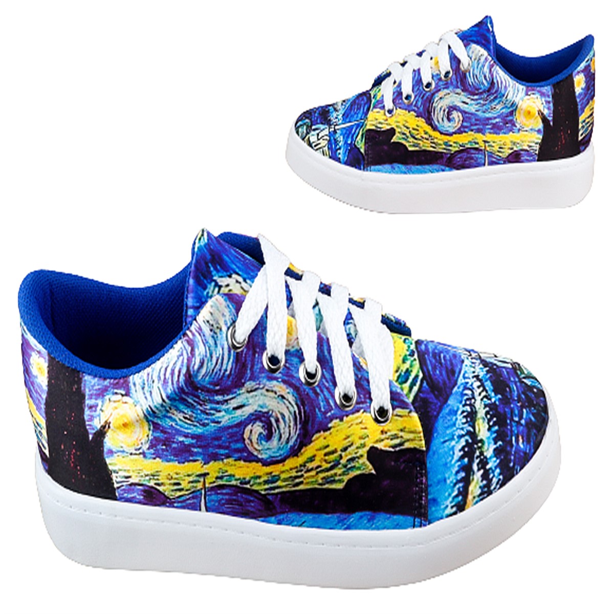 Tenis Noche Estrellada Van Gogh Arte Moda Juvenil 429-2-ANE.