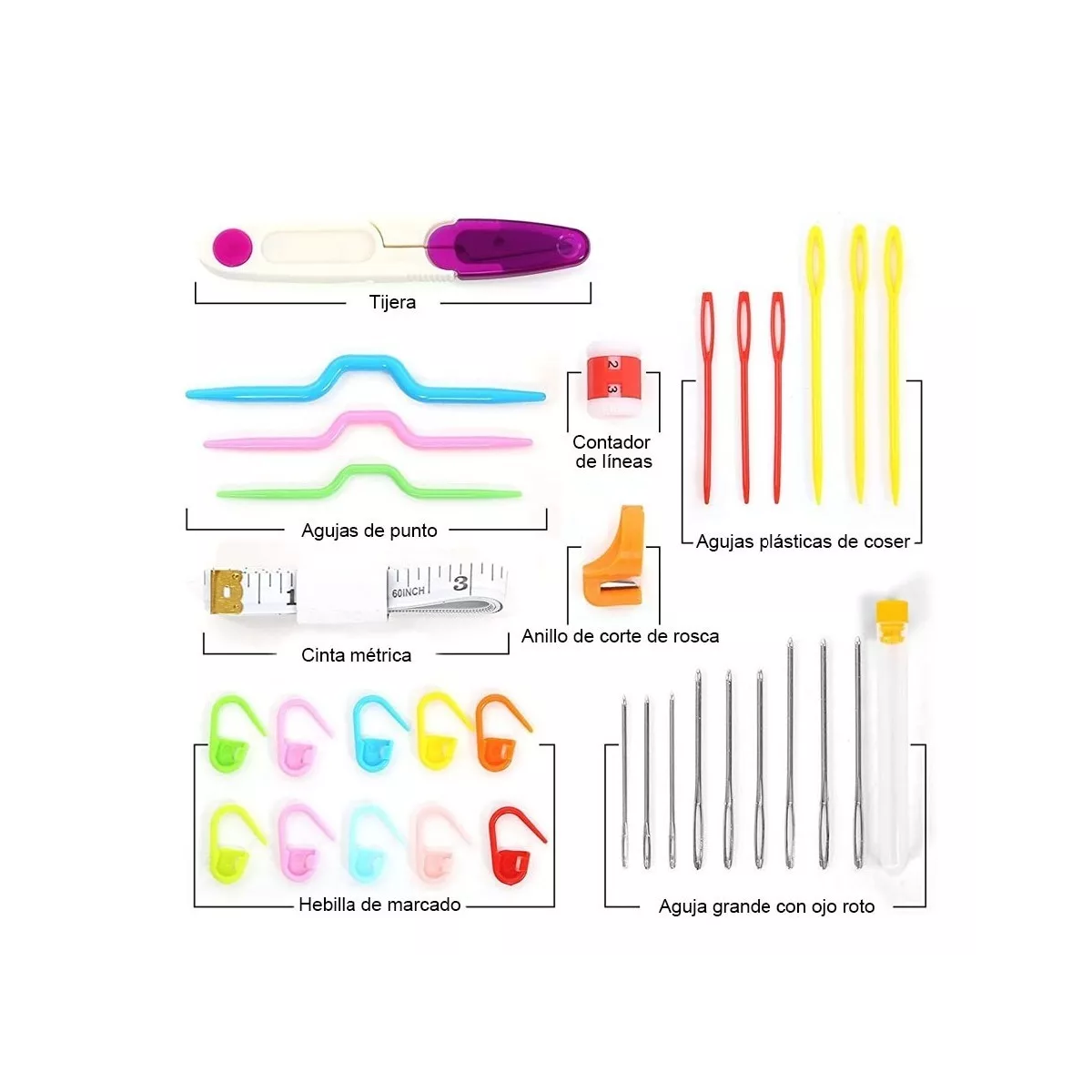 Herramientas Para Tejer Al Crochet, Kit 30 Set De Ganchillos