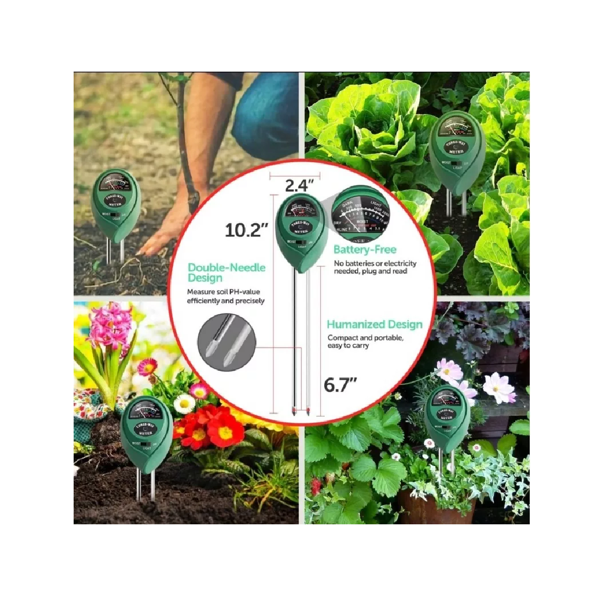 Set Medidor De Ph+medidor De Humedad+medidor Ph Suelo