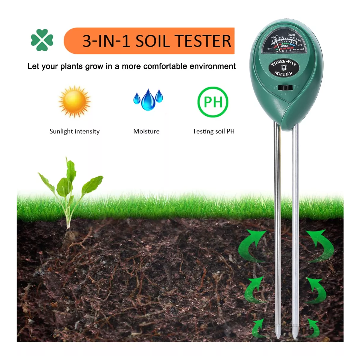 Set Medidor De Ph+medidor De Humedad+medidor Ph Suelo