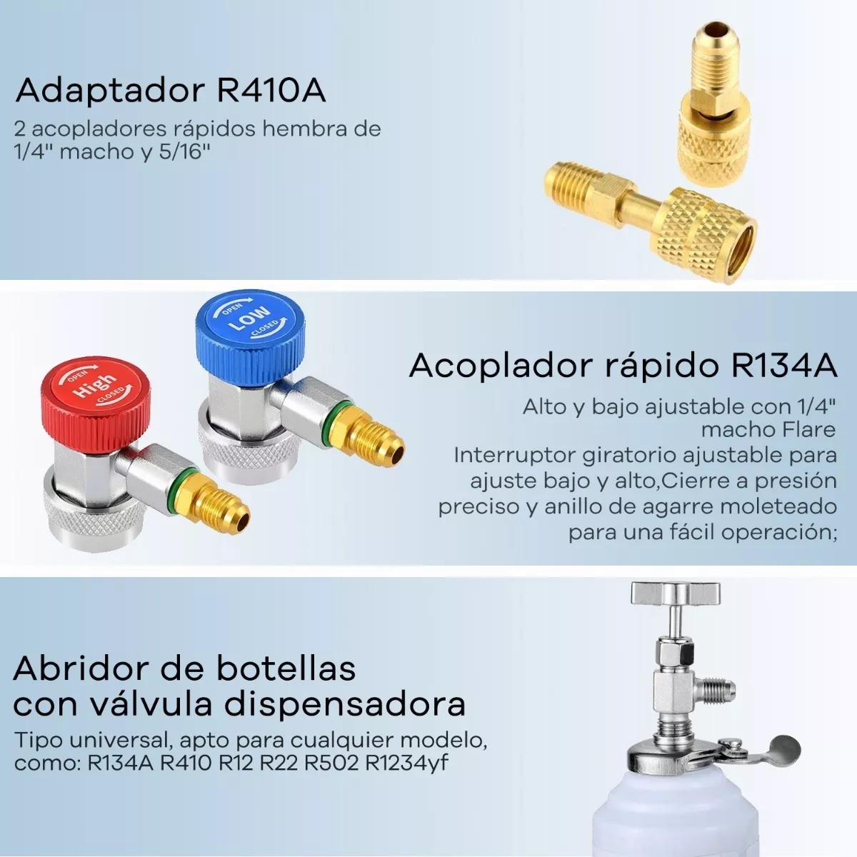 Juego Manometros Refrigeracion Manifold R22 R134 R404 R410 C/Estuche