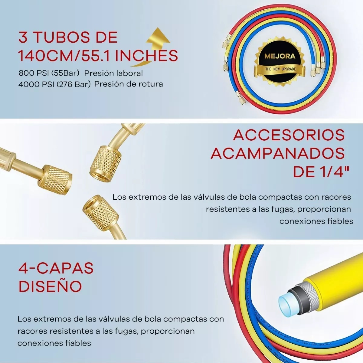 Juego Manometros Refrigeracion Manifold R22 R134 R404 R410 C/Estuche