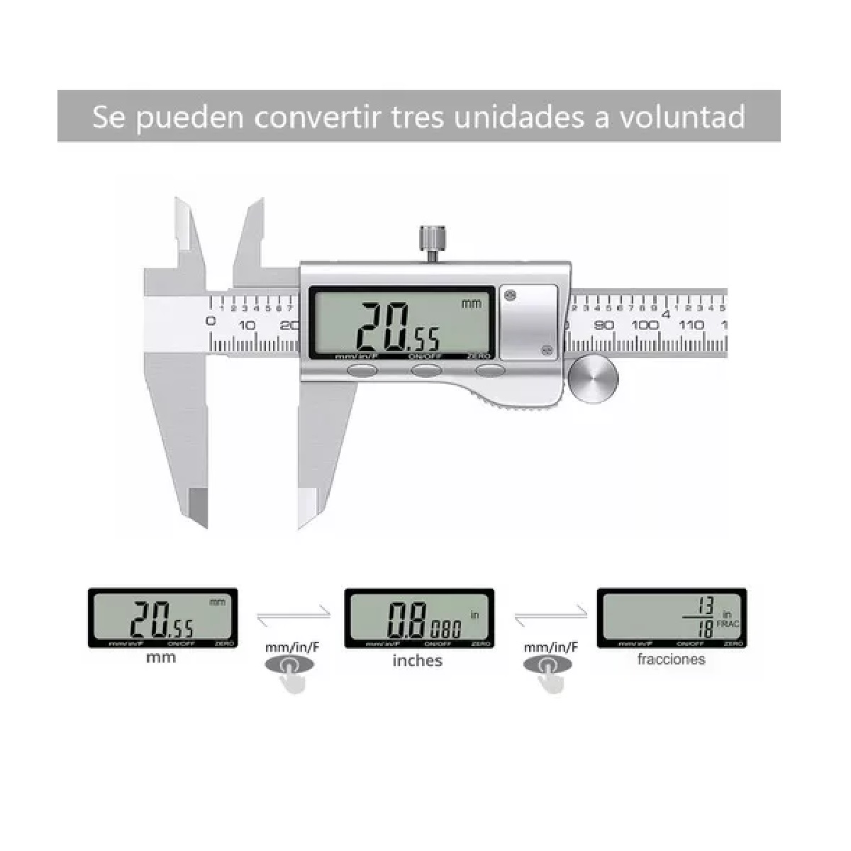 Calibrador Digital Vernier O Pie De Rey Regla Estuche Plata