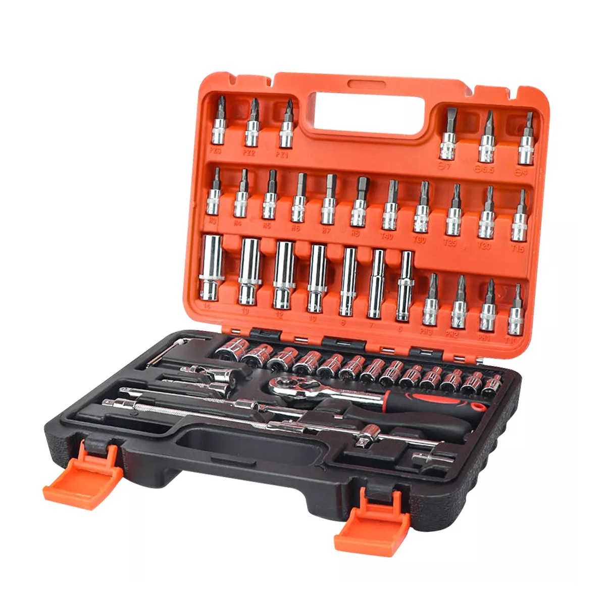 Juego De Herramientas De Llaves Trinquete Y Vaso 1/4 53pzs