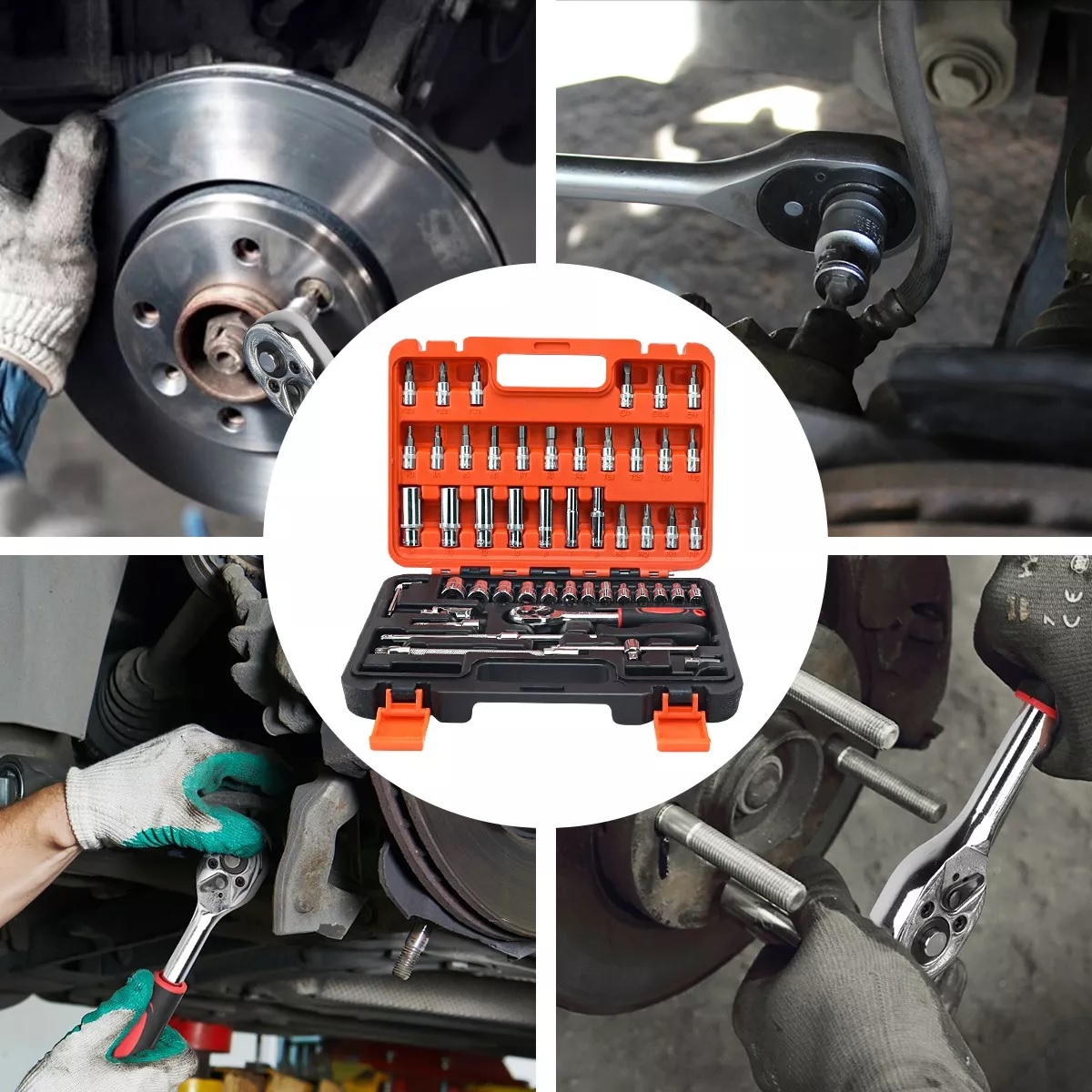 Juego De Herramientas De Llaves Trinquete Y Vaso 1/4 53pzs