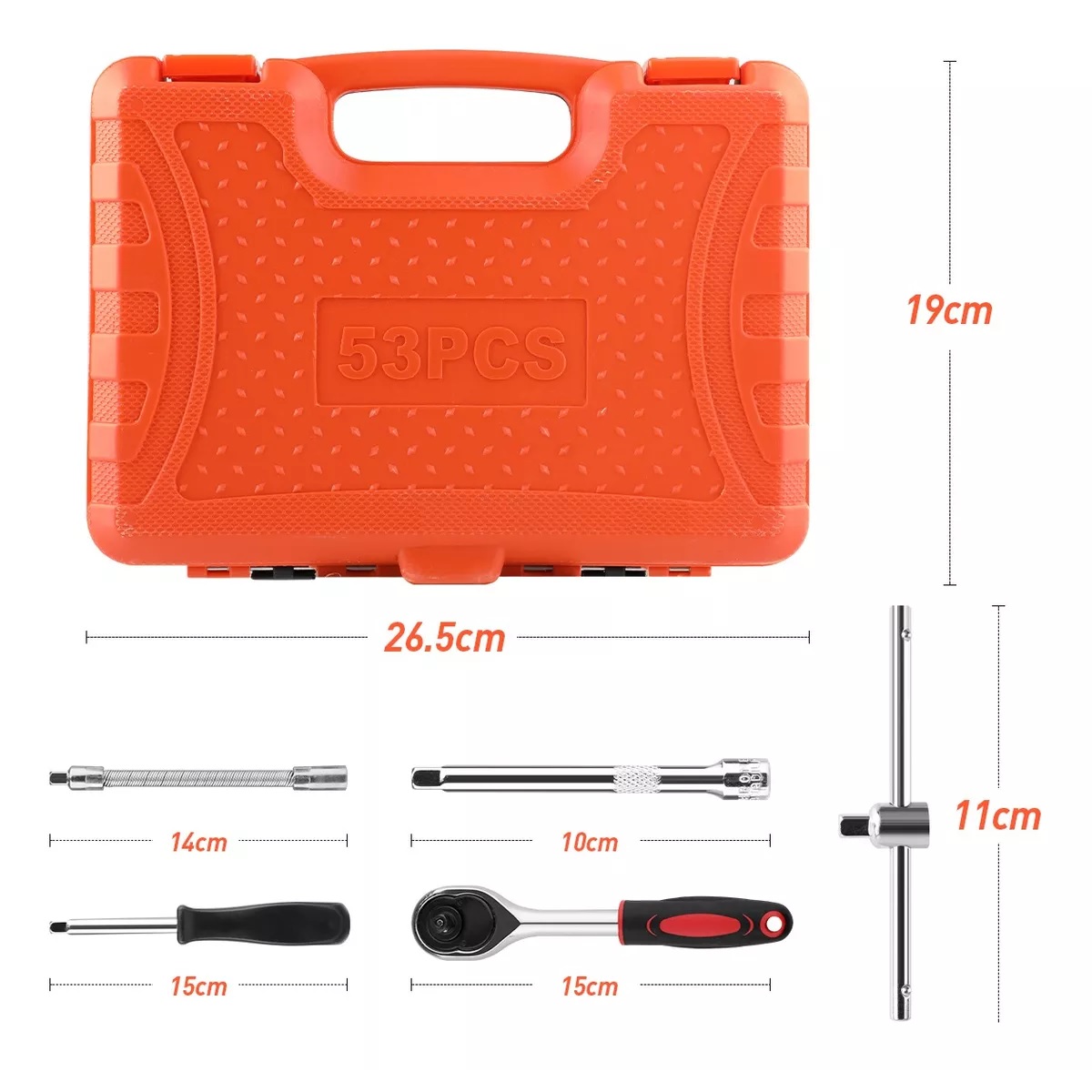 Juego De Herramientas De Llaves Trinquete Y Vaso 1/4 53pzs