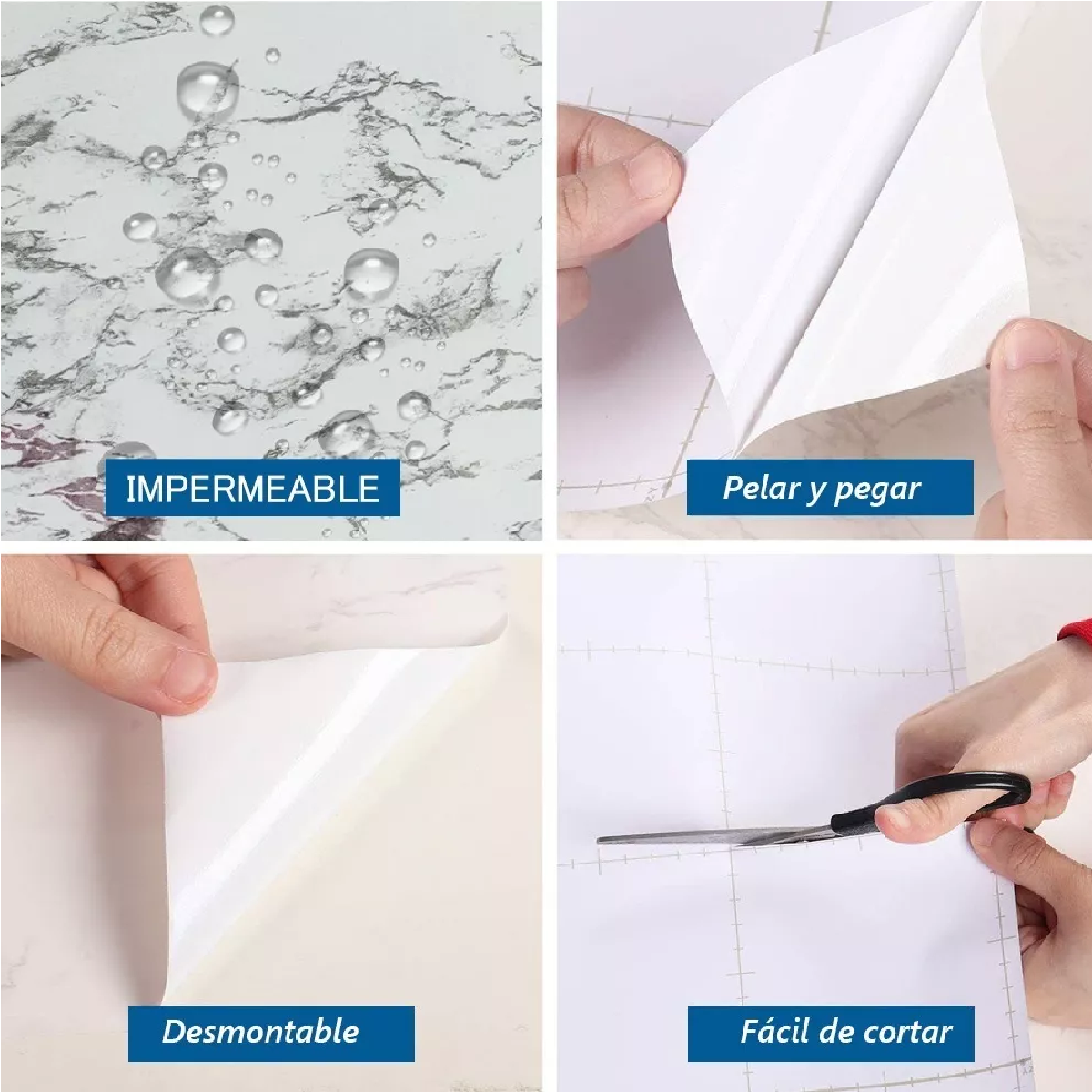 Kit Papel Tapiz Pared Vinil Autoadhesivo Pvc Mármol 20mx45cm 
