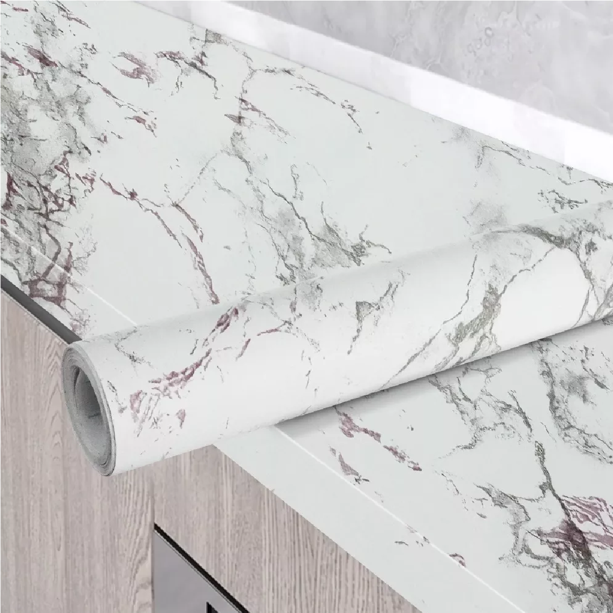 Kit Papel Tapiz Pared Vinil Autoadhesivo Pvc Mármol 20mx45cm 