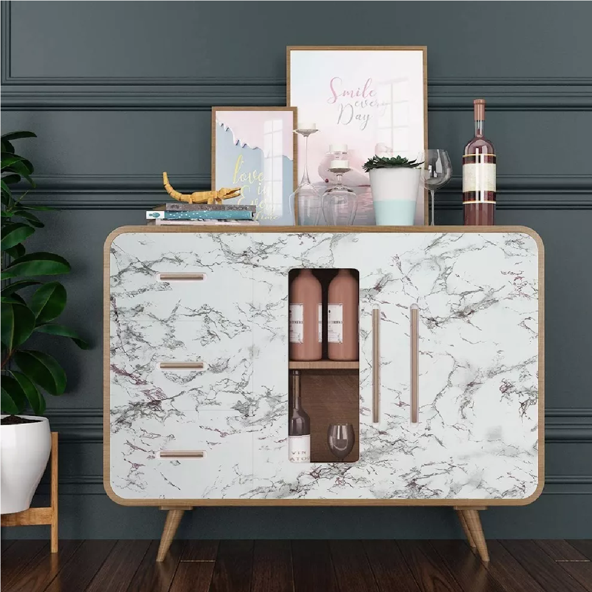 Kit Papel Tapiz Pared Vinil Autoadhesivo Pvc Mármol 20mx45cm 