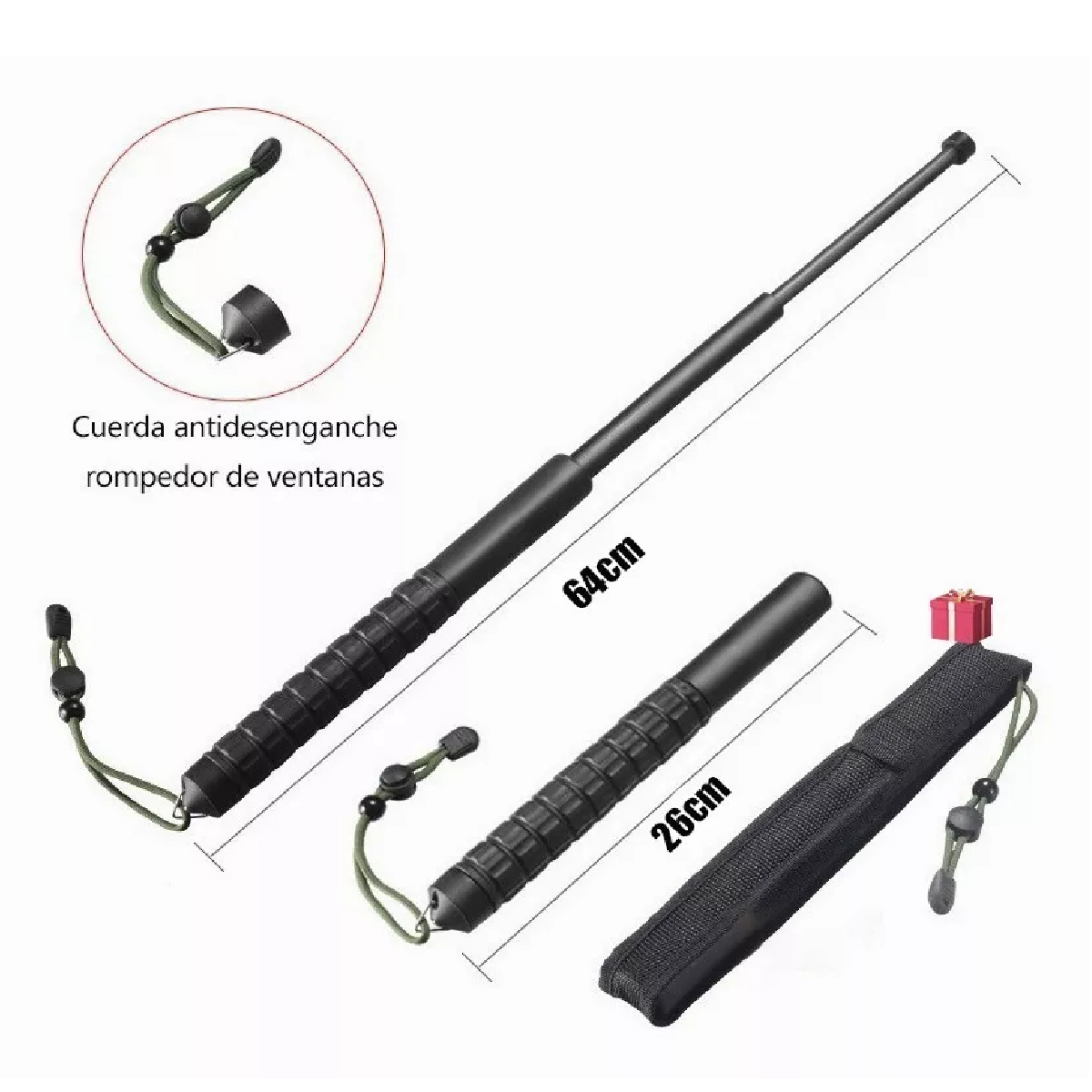 Bastón Retráctil Táctico Para Defensa Personal Multifunciona