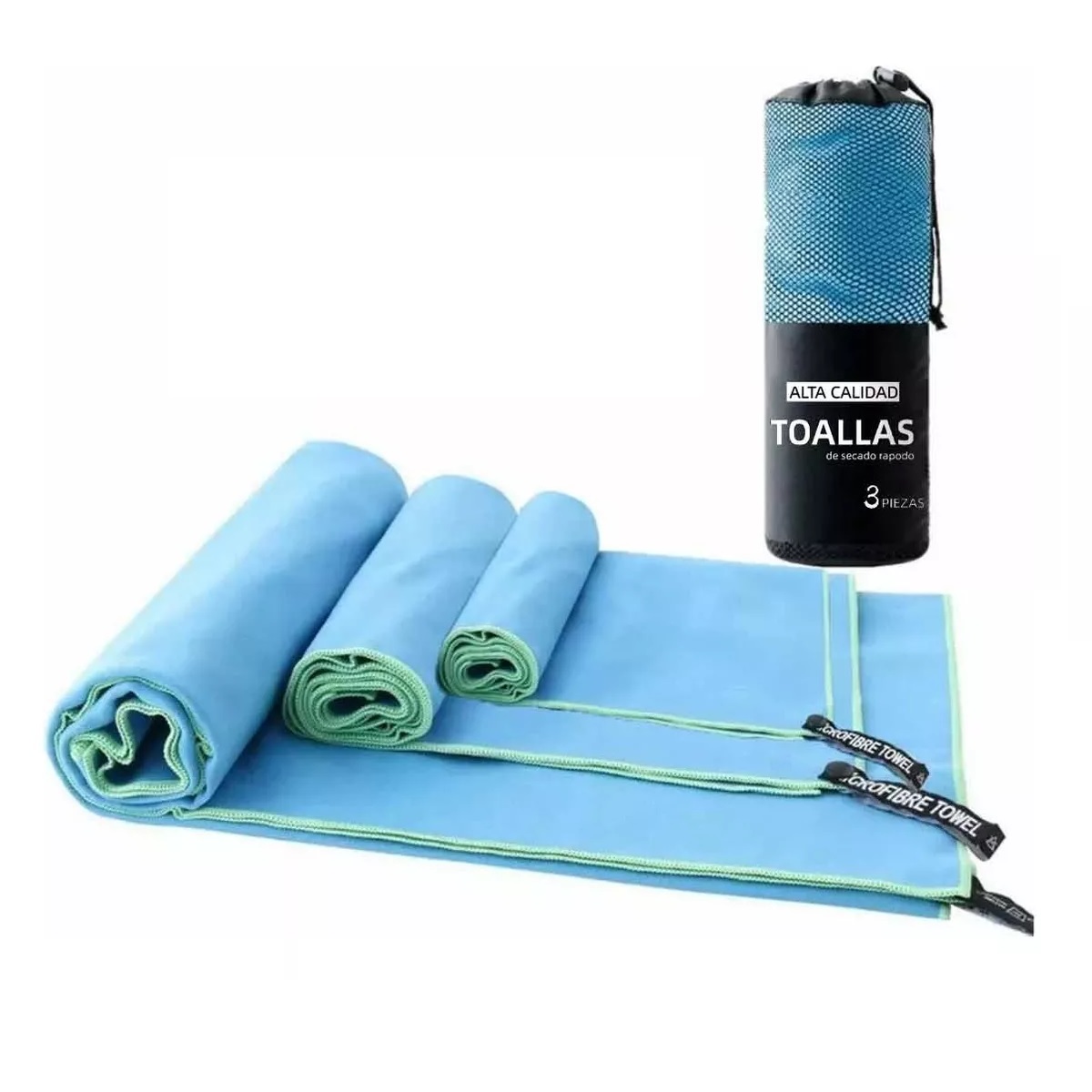 Toalla De Microfibra Secado Rápido Toalla Deportiva Para Gym Celeste
