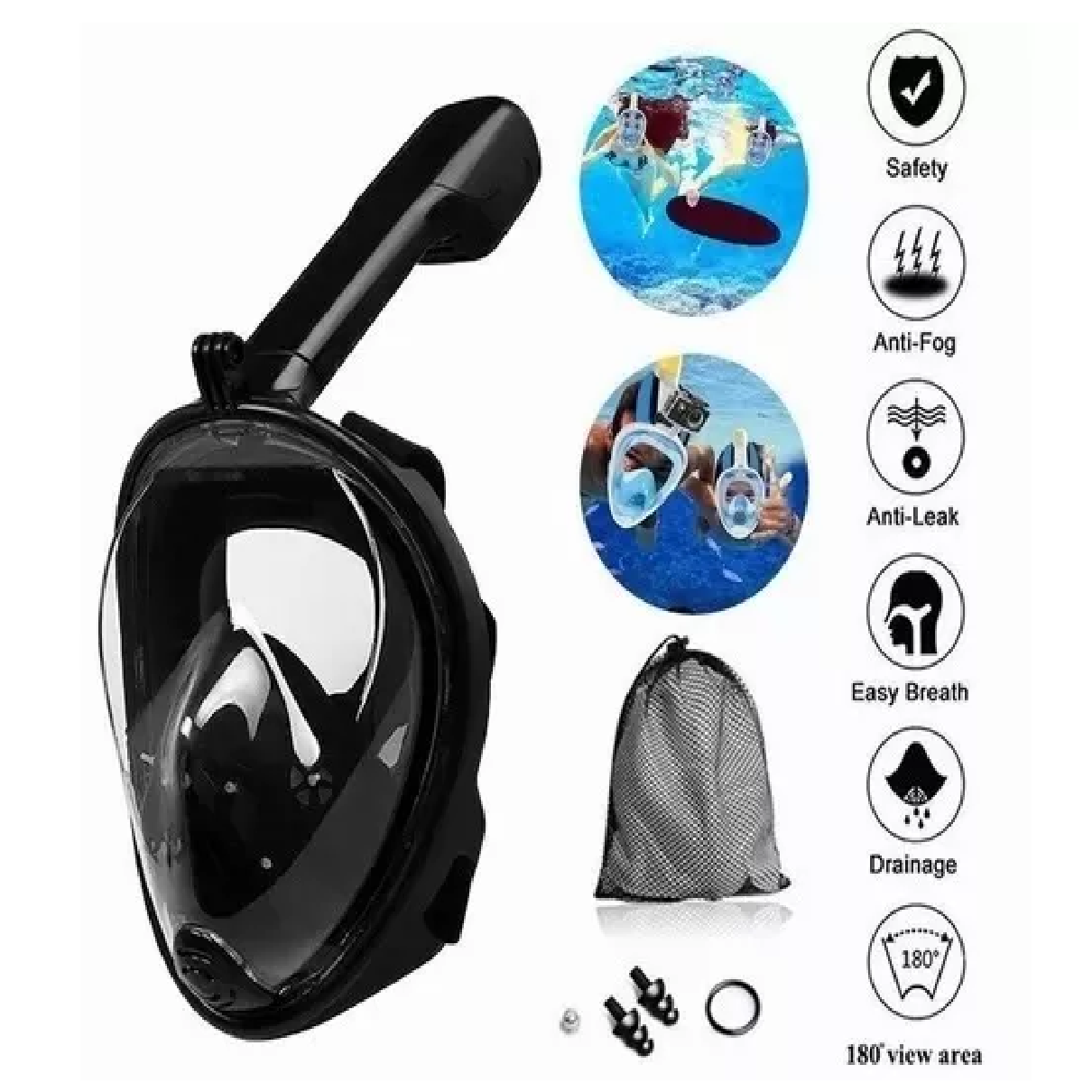 Mascara Snorkel 180º Rango De Visión Lentes Antiniebla L/XL