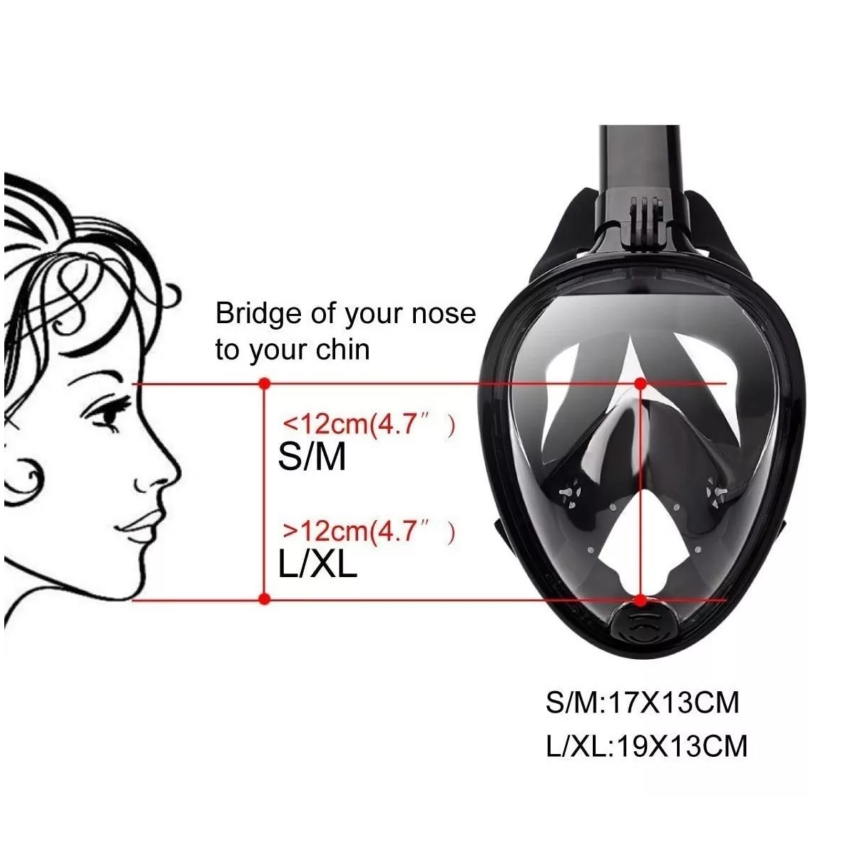 Mascara Snorkel 180º Rango De Visión Lentes Antiniebla L/XL