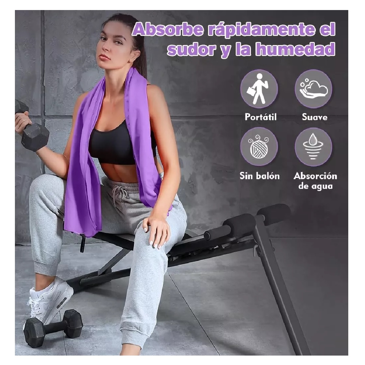 Toalla De Microfibra Secado Rápido Toalla Deportiva Para Gym Violeta